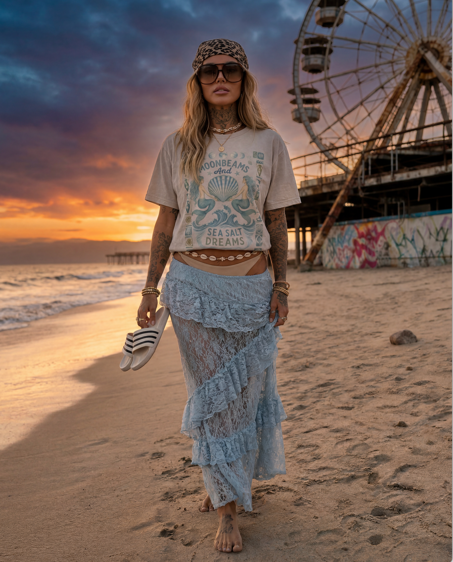 Moon Beams and Sea Salt Dreams // Snow Washed Oversized Cotton T-Shirt