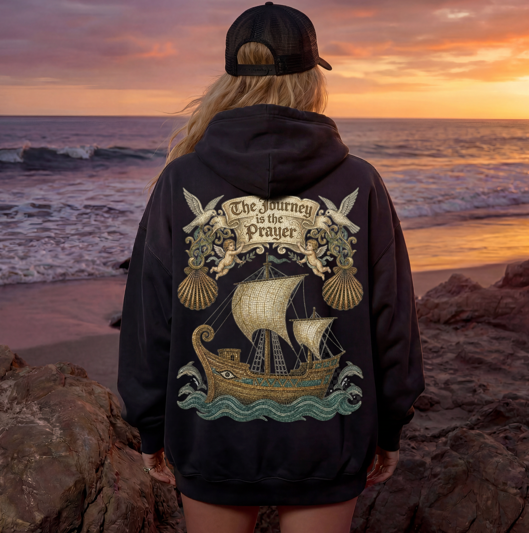 The Journey is the Prayer // Heavyweight Sunfade Oversized Hoodie