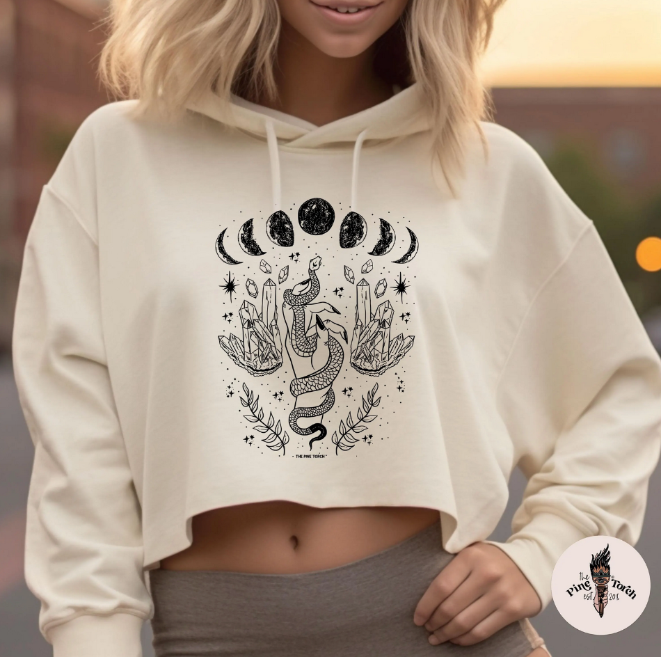 REACH FOR THE MOON // CROP HOODIE