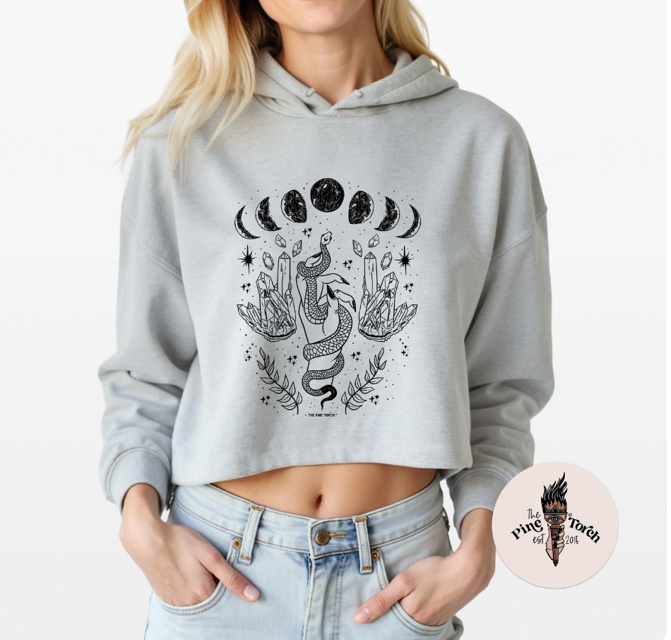 REACH FOR THE MOON // CROP HOODIE