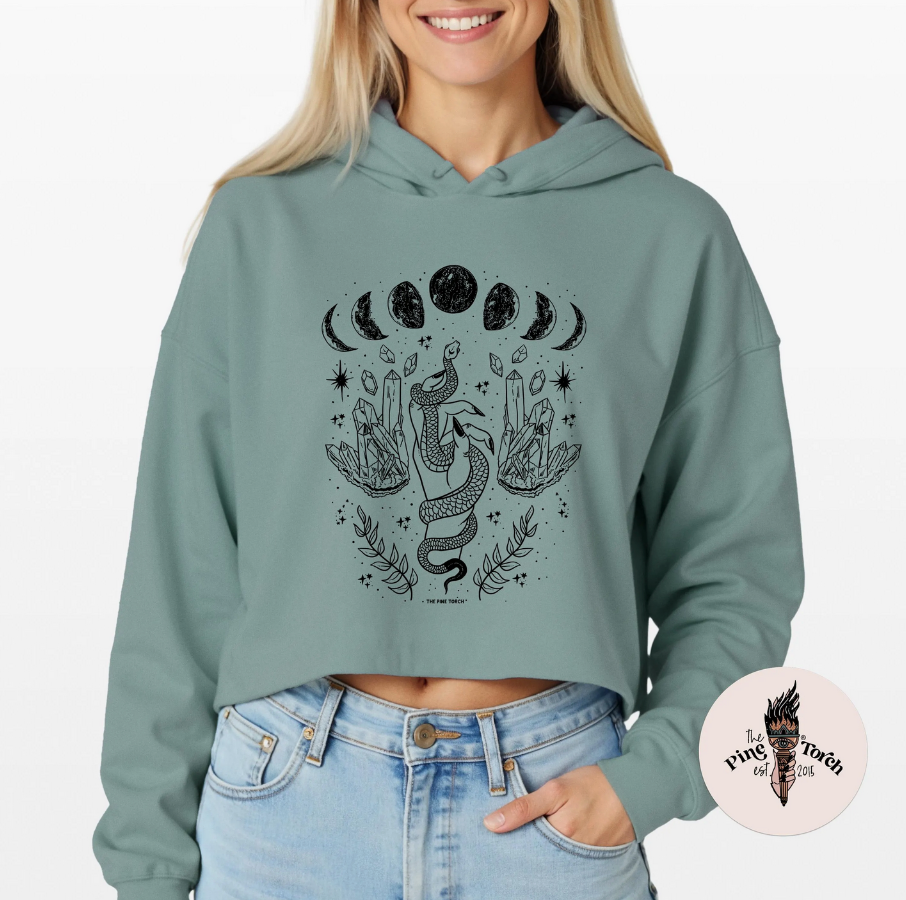 REACH FOR THE MOON // CROP HOODIE