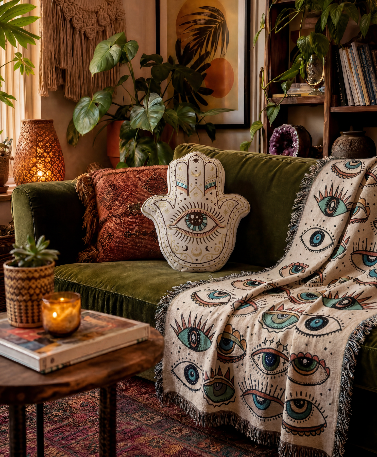 << HAMSA >> OVERSIZED PLUSH EMBROIDERED PILLOW