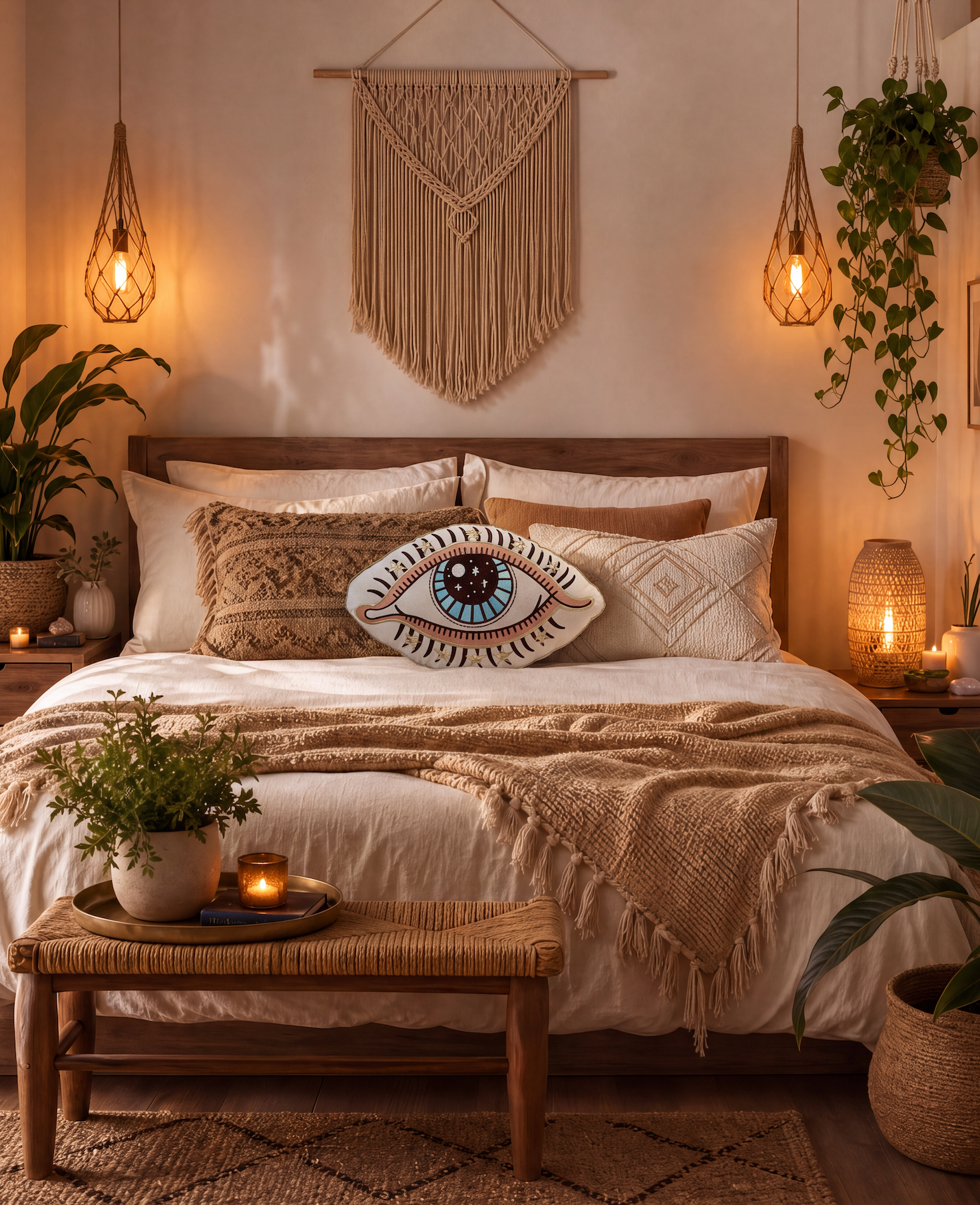 << EVIL EYE >> OVERSIZED PLUSH EMBROIDERED PILLOW