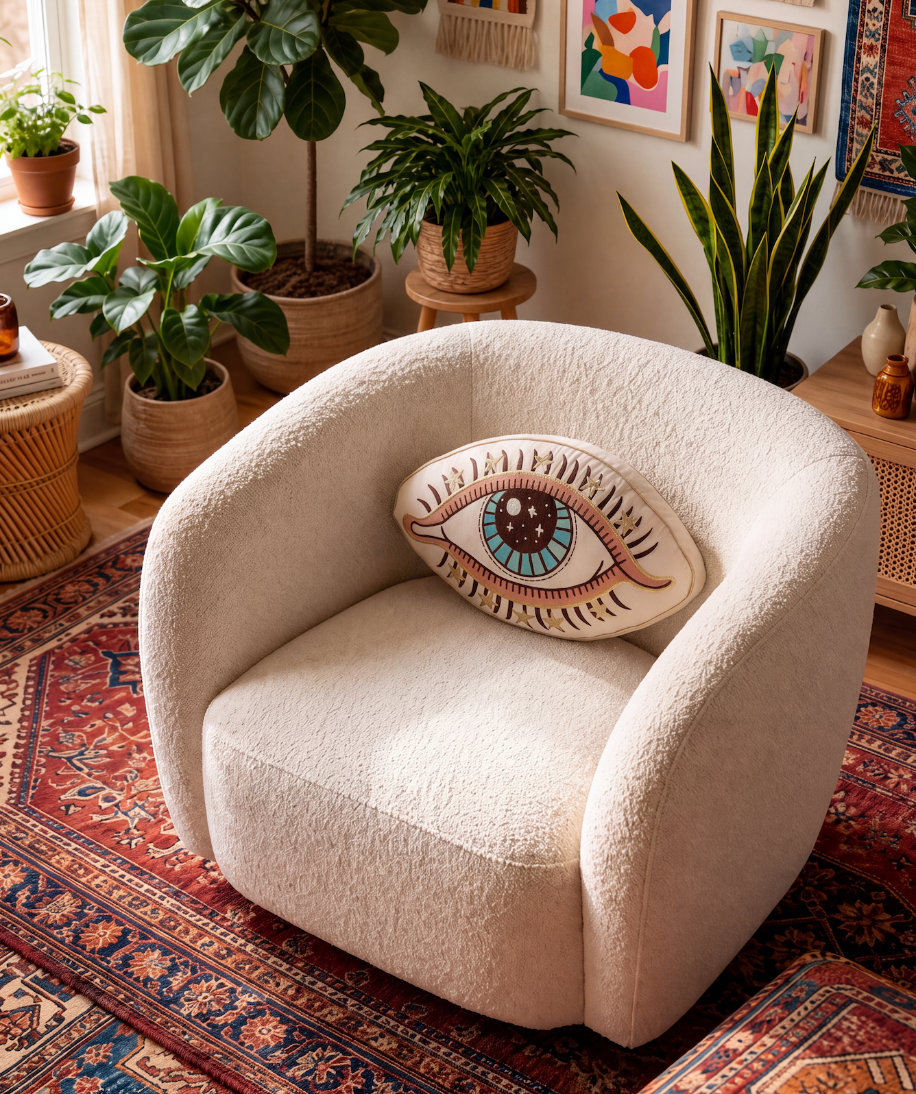 << EVIL EYE >> OVERSIZED PLUSH EMBROIDERED PILLOW