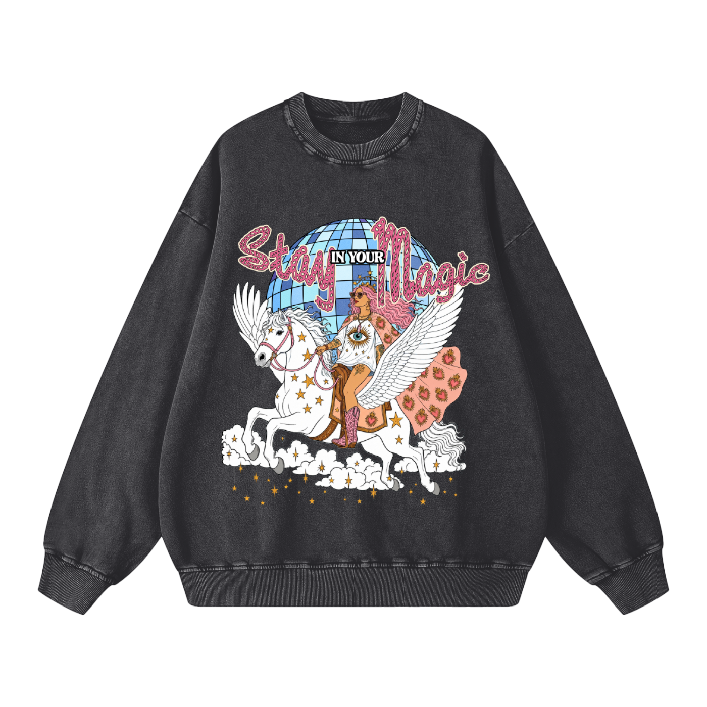Stay in Your Magic // Snow Washed Oversized Sweatshirt