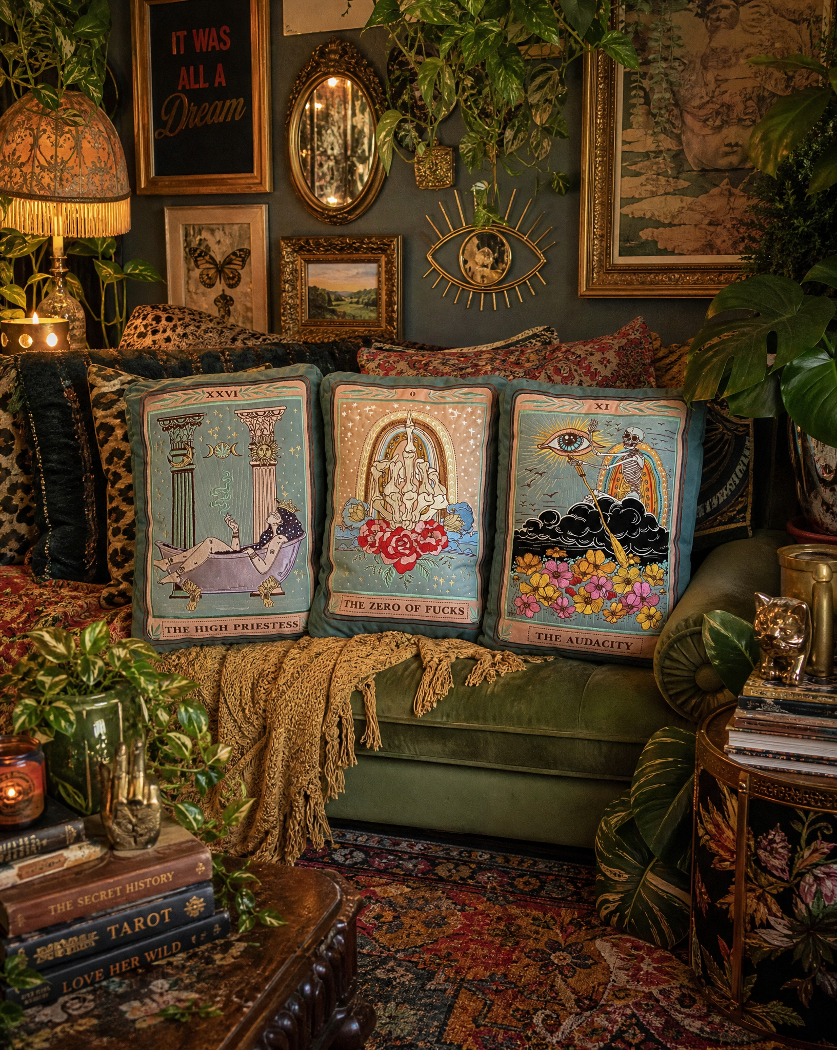<< THE HIGH PRIESTESS >> OVERSIZED PLUSH EMBROIDERED PILLOW