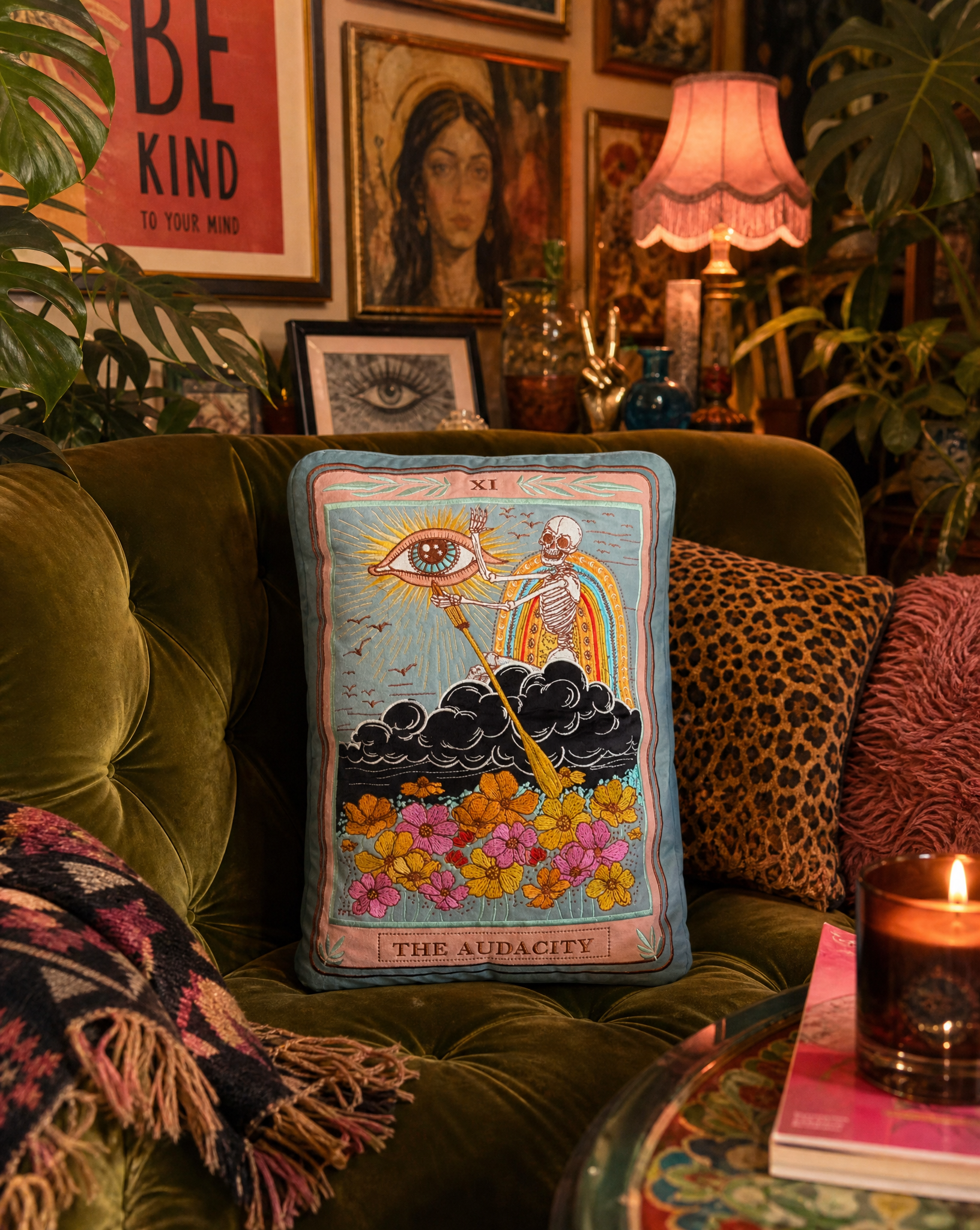 << THE AUDACITY >> OVERSIZED PLUSH EMBROIDERED PILLOW