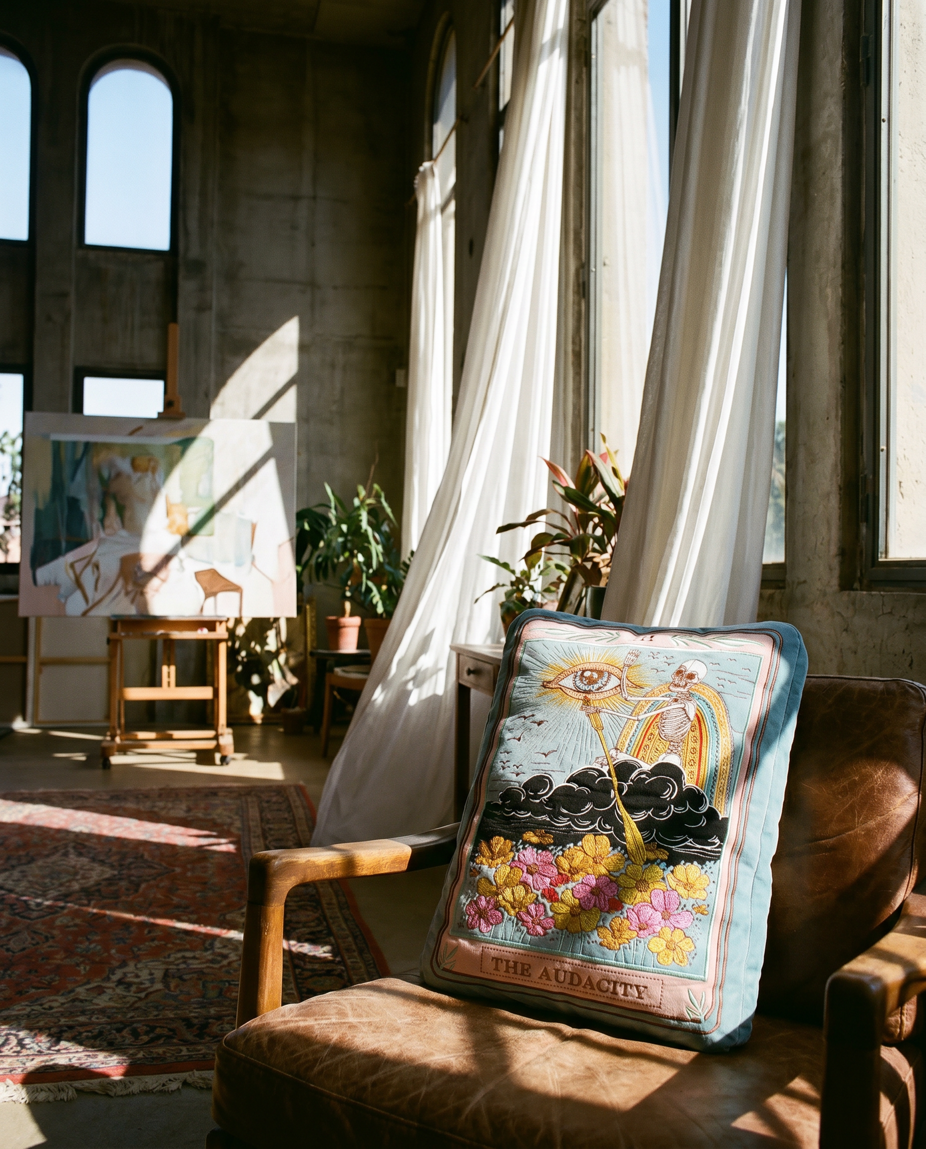 << THE AUDACITY >> OVERSIZED PLUSH EMBROIDERED PILLOW