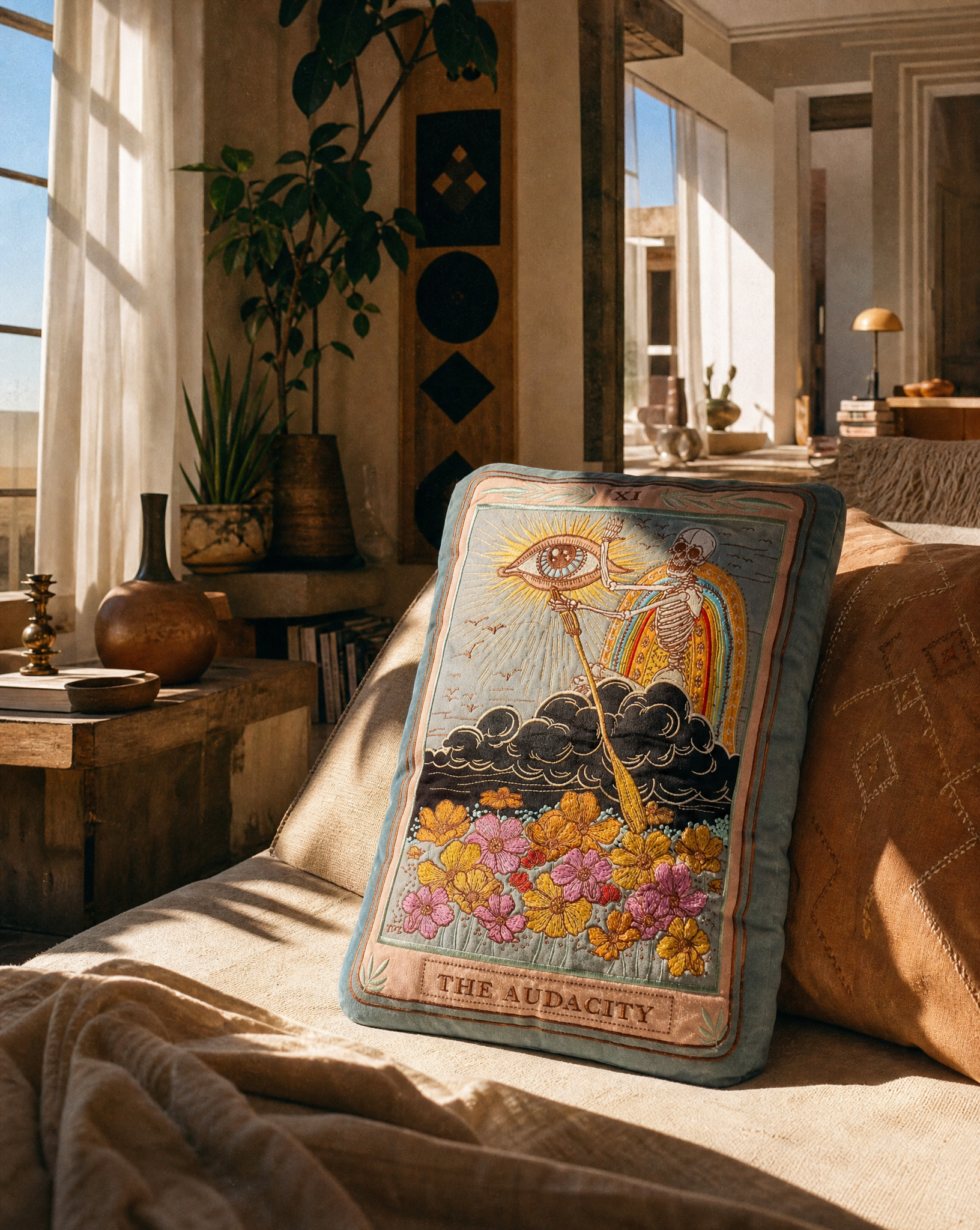 << THE AUDACITY >> OVERSIZED PLUSH EMBROIDERED PILLOW