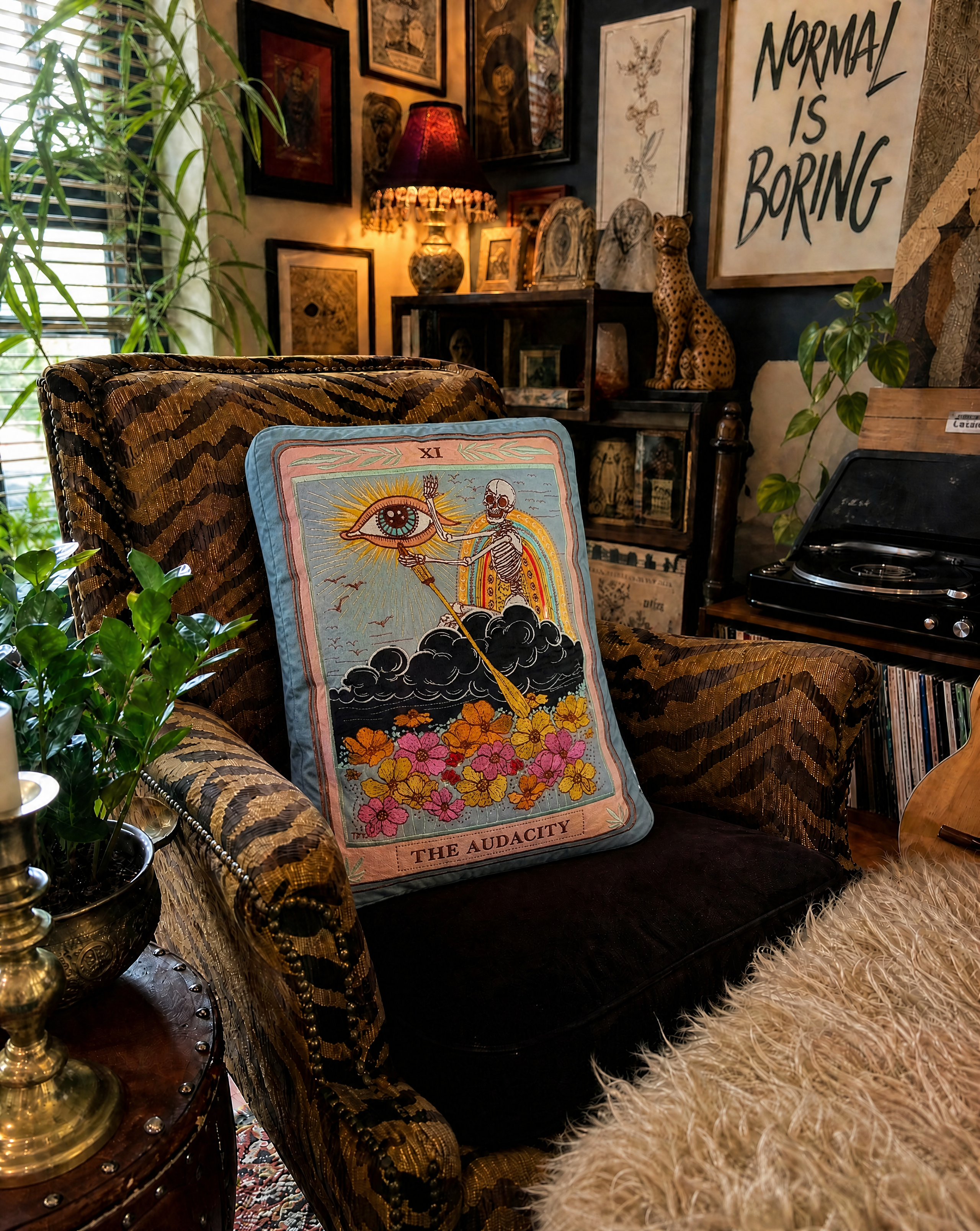 << THE AUDACITY >> OVERSIZED PLUSH EMBROIDERED PILLOW