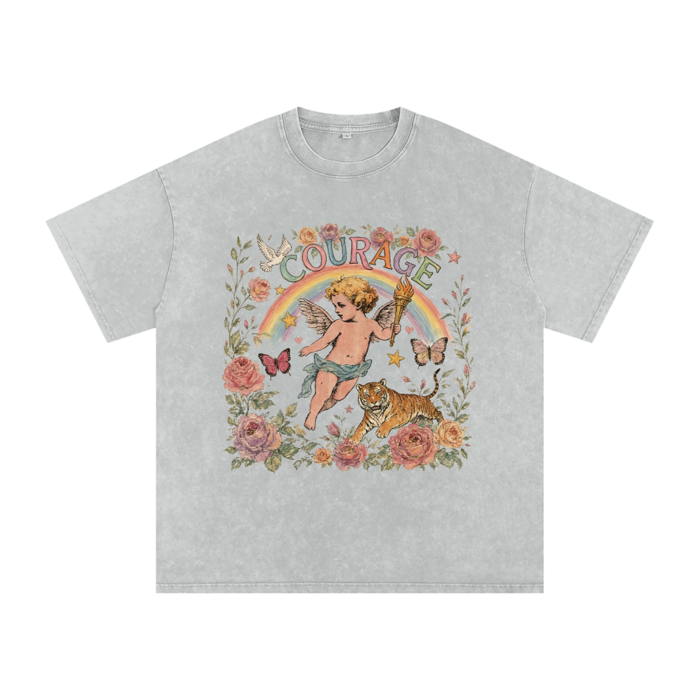 Snow Washed Oversized Cotton T-Shirt