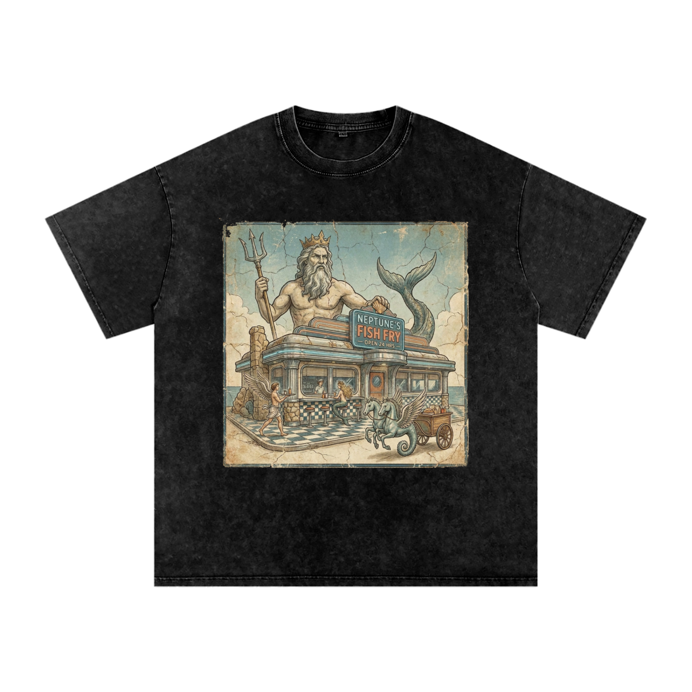 Neptune's Fish Fry // Snow Washed Oversized Cotton T-Shirt