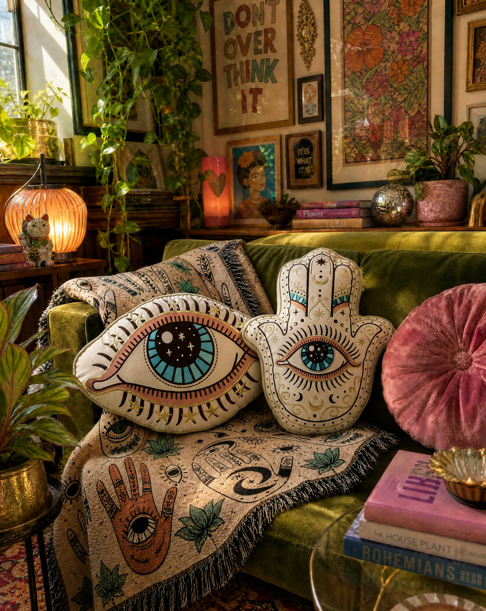 << HAMSA >> OVERSIZED PLUSH EMBROIDERED PILLOW