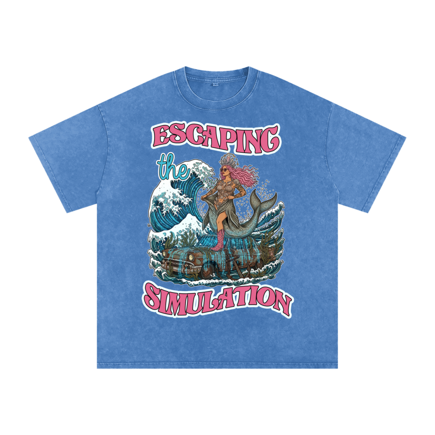 Escaping the Simulation // Snow Washed Oversized Cotton T-Shirt