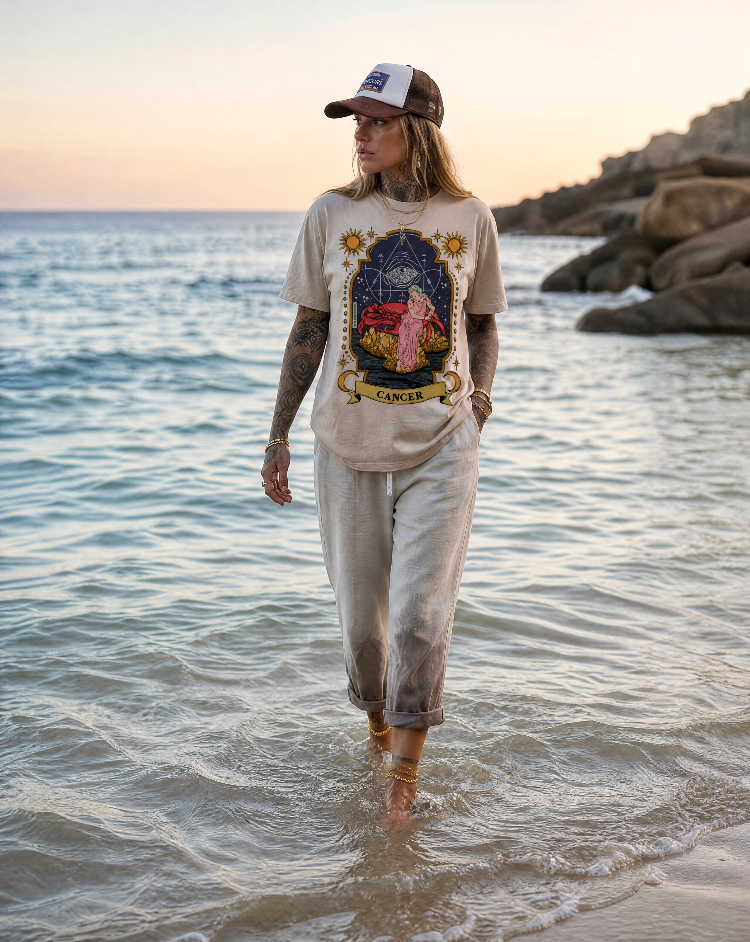 Cancer // Snow Washed Oversized Cotton T-Shirt