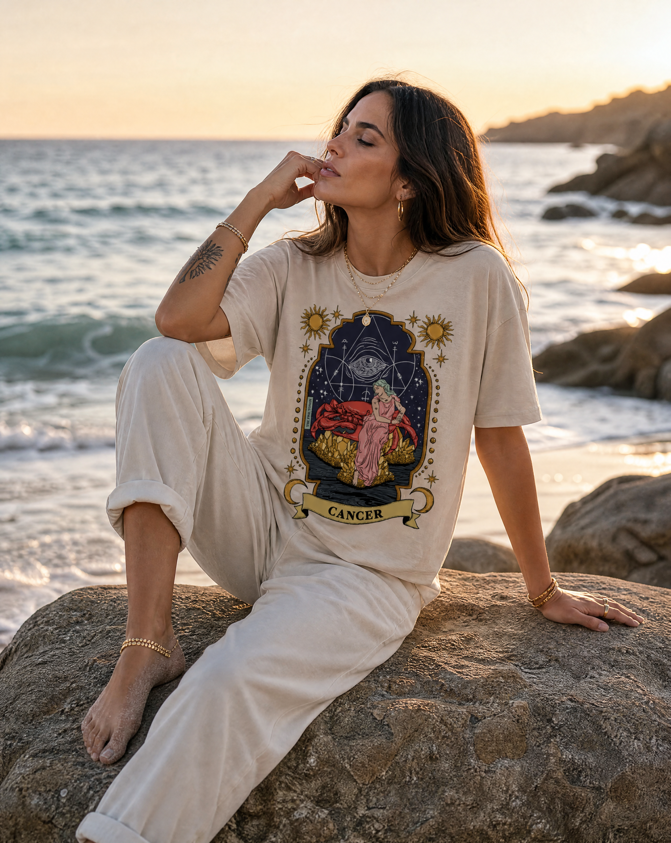 Cancer // Snow Washed Oversized Cotton T-Shirt