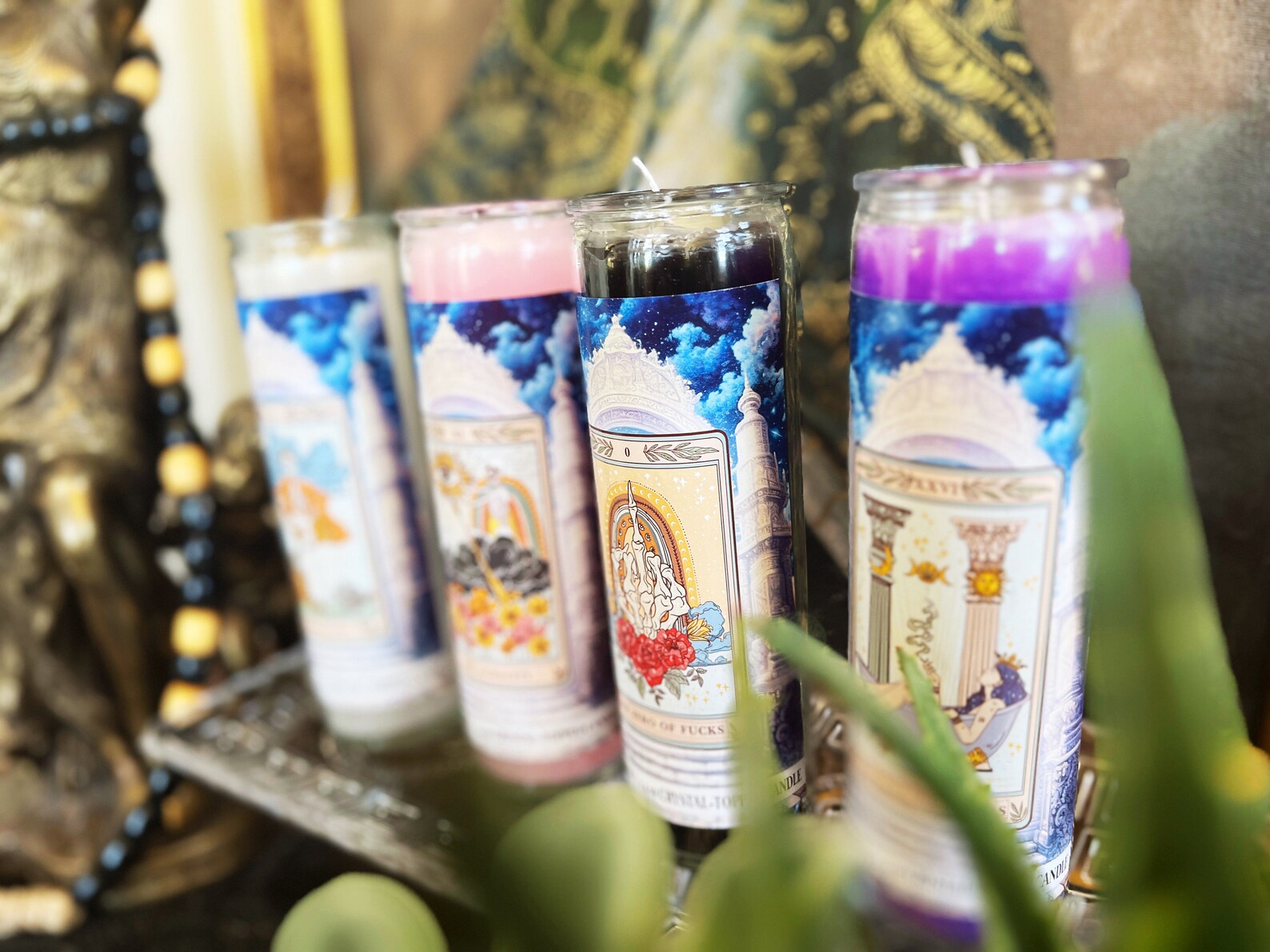 HIGH PRIESTESS // CRYSTAL TOPPED ALTAR CANDLE