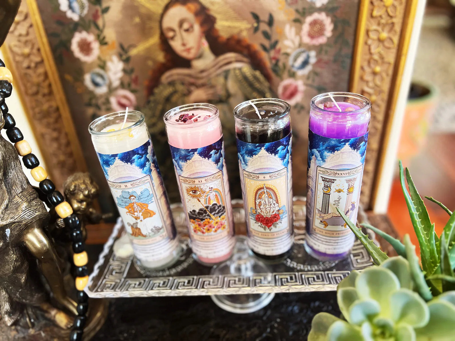 HIGH PRIESTESS // CRYSTAL TOPPED ALTAR CANDLE