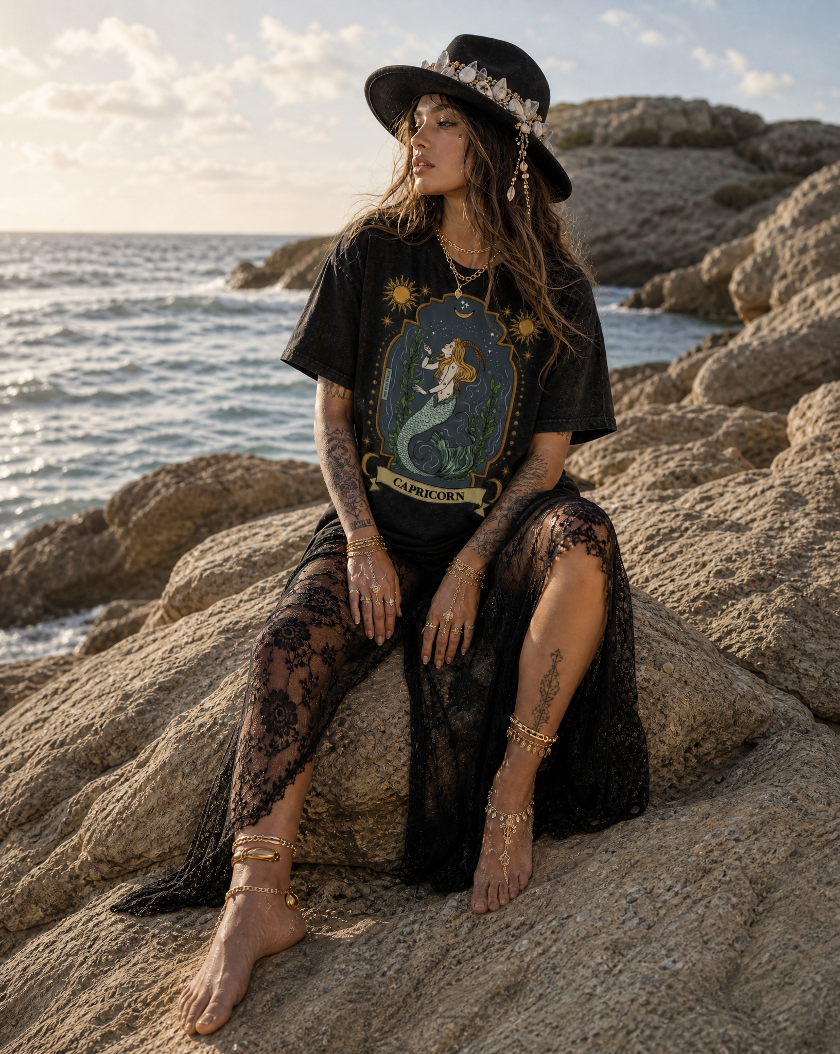 Capricorn // Snow Washed Oversized Cotton T-Shirt