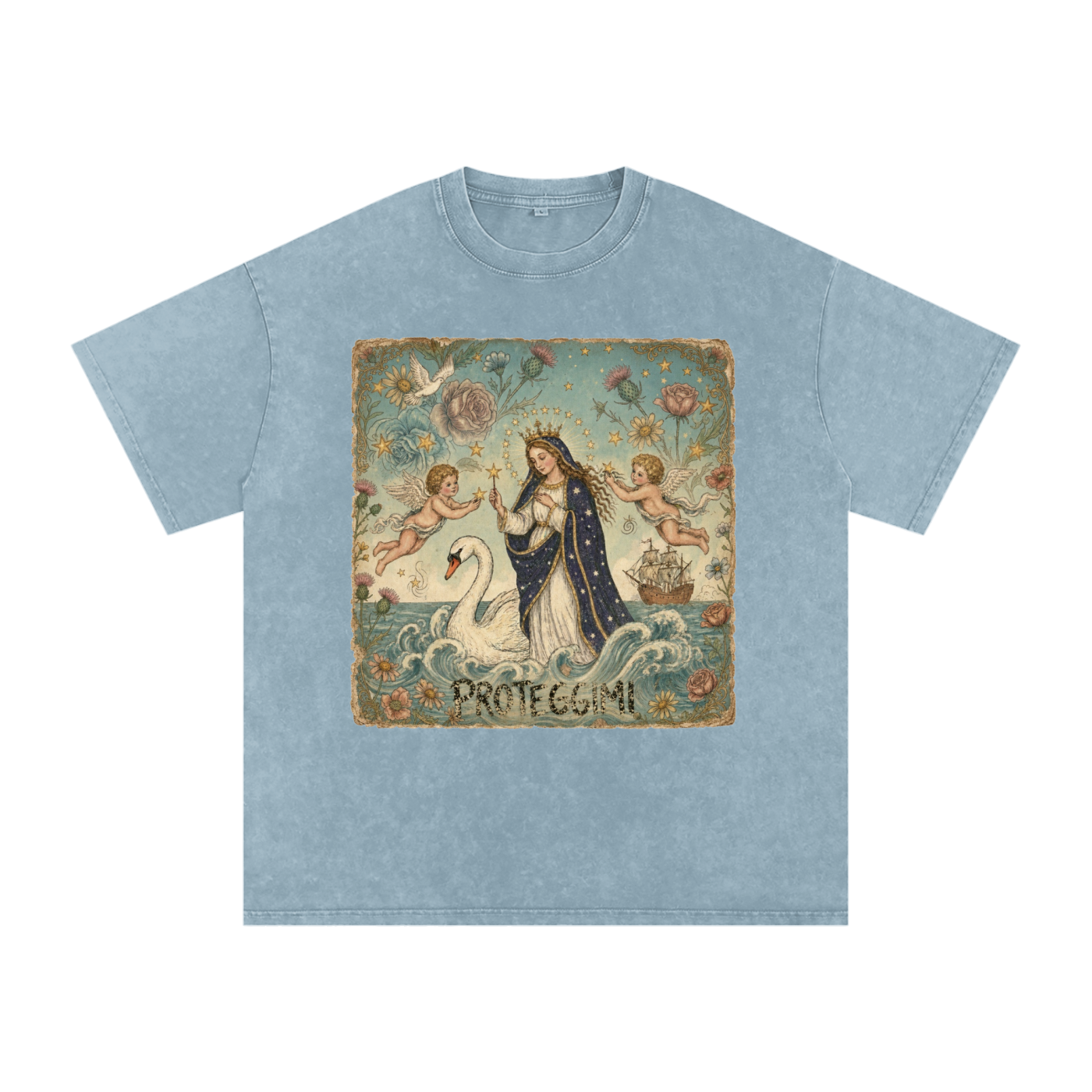 Snow Washed Oversized Cotton T-Shirt