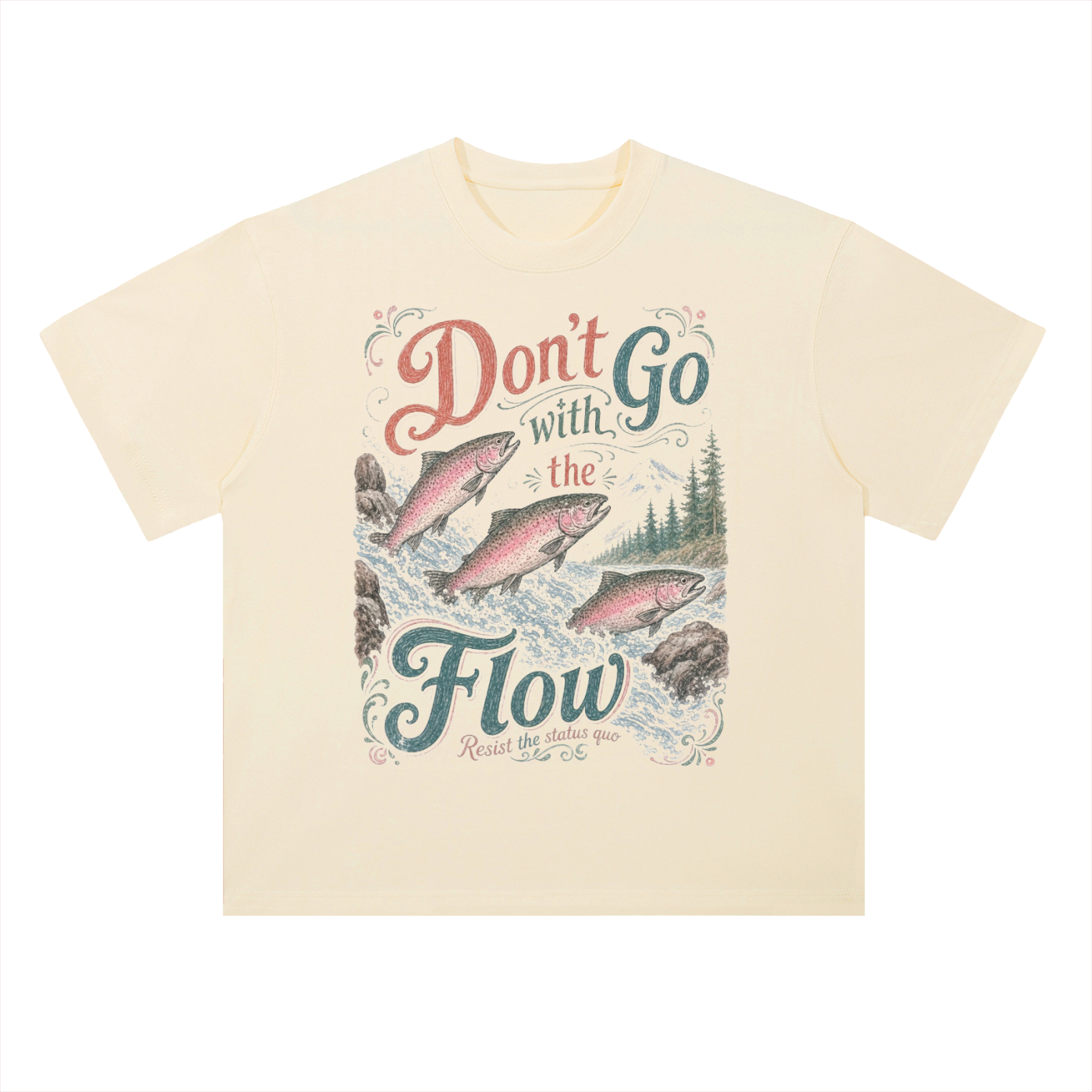 Don't Go with the Flow // Heavyweight Drop Shoulder Cotton T-Shirt