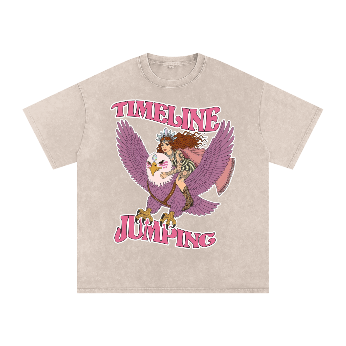 Timelne Jumping // Snow Washed Oversized Cotton T-Shirt