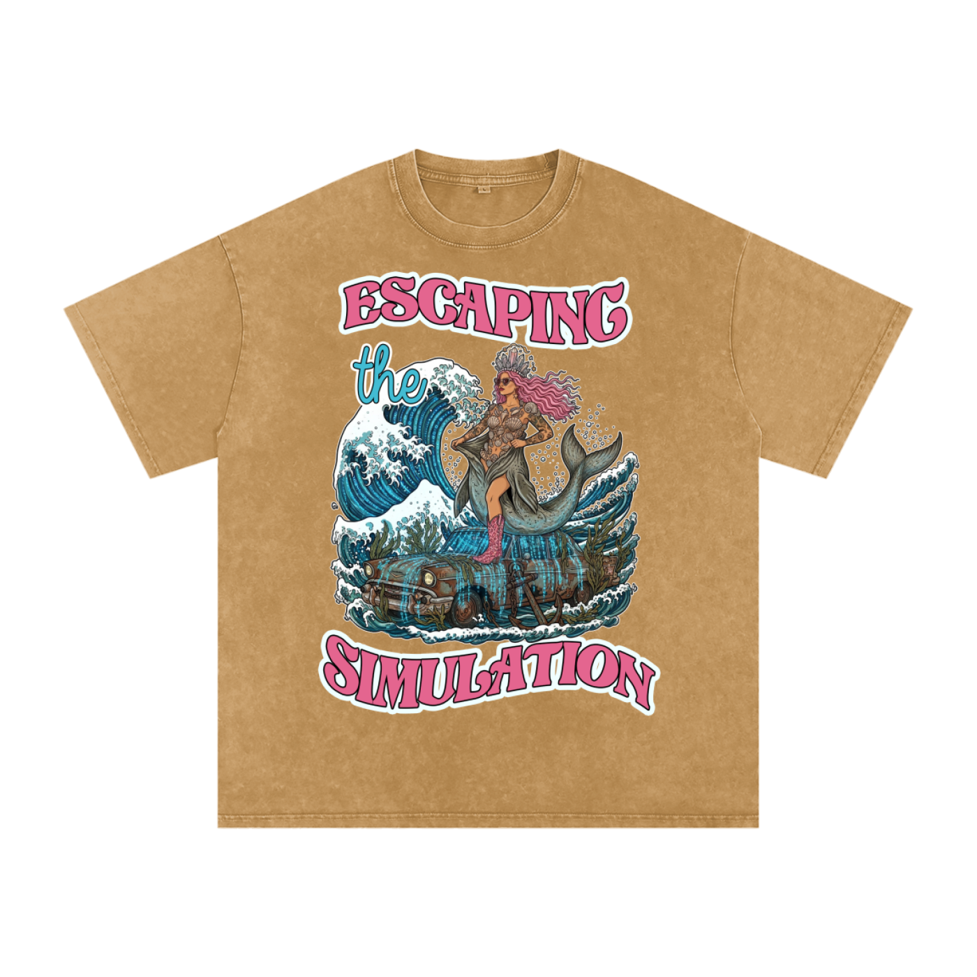 Escaping the Simulation // Snow Washed Oversized Cotton T-Shirt