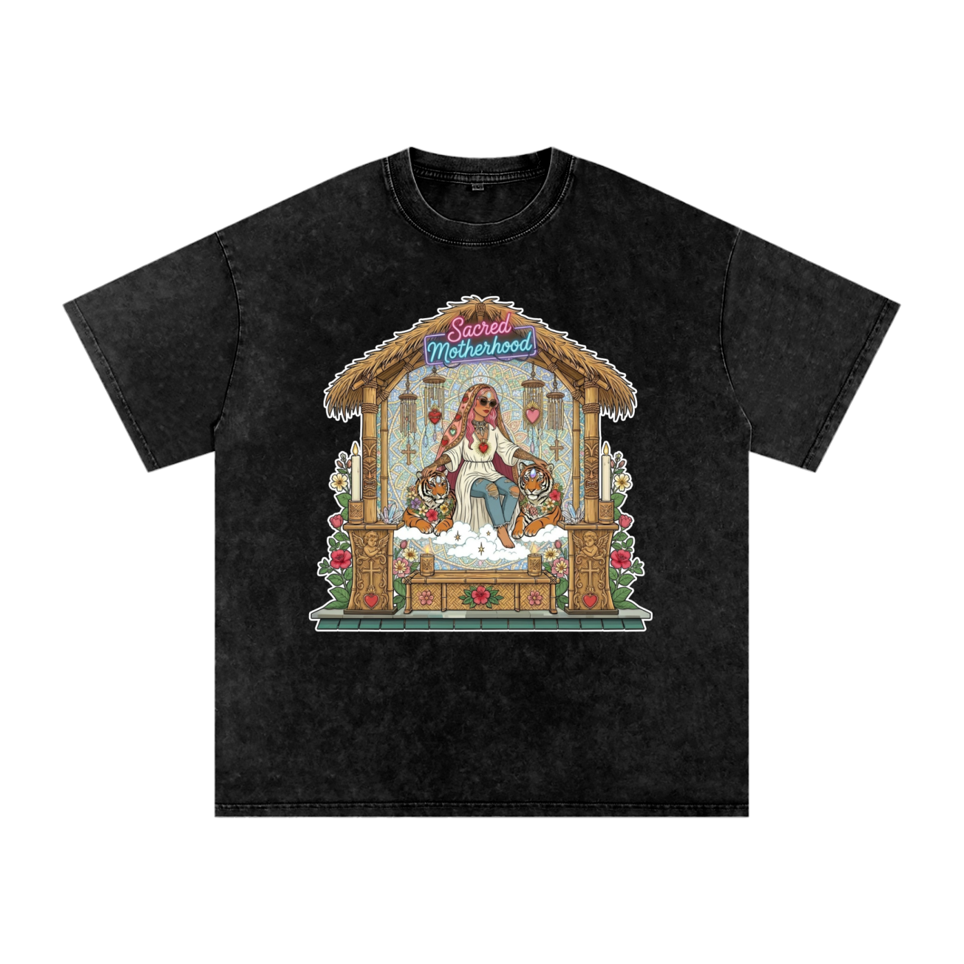 Sacred Motherhood // Snow Washed Oversized Cotton T-Shirt