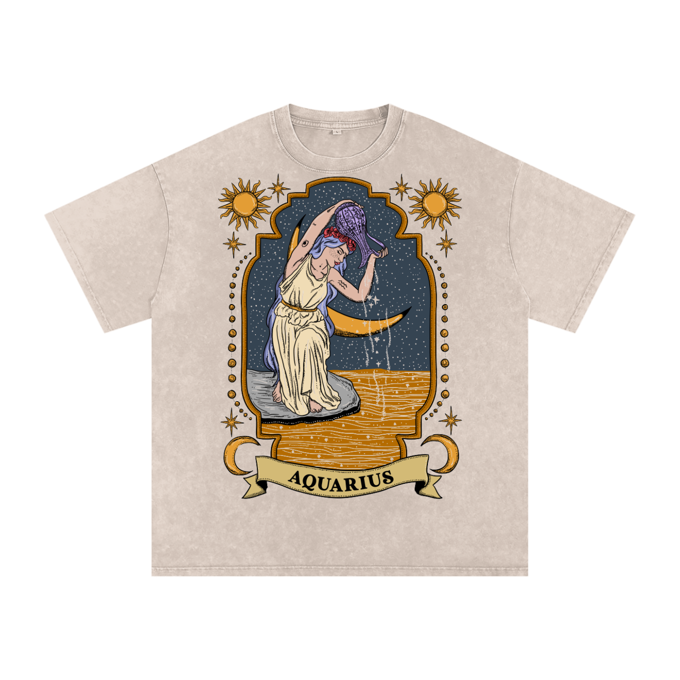 Aquarius // Snow Washed Oversized Cotton T-Shirt