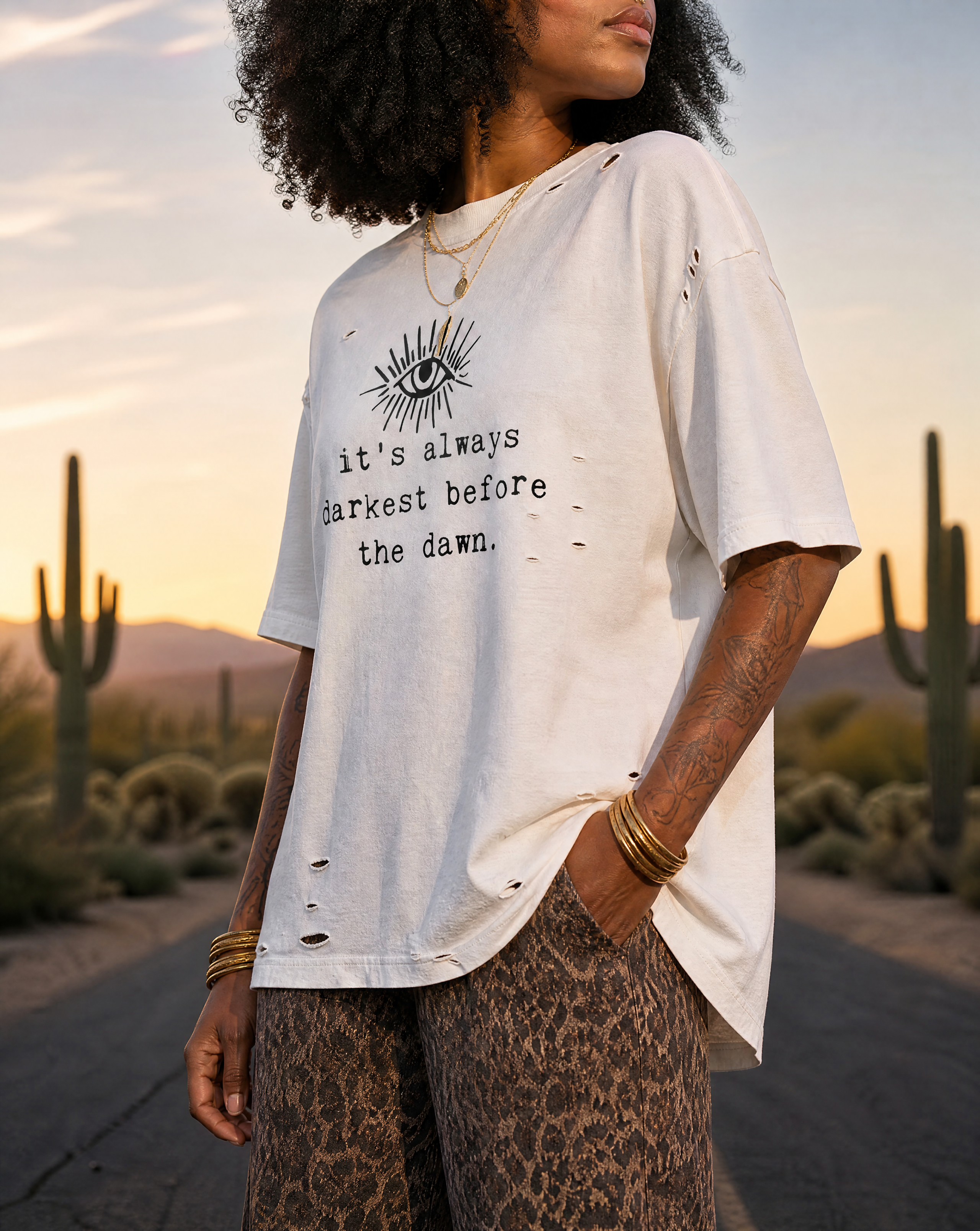 It's Always Darkest Before Dawn // Classic Frayed Boxy Tee