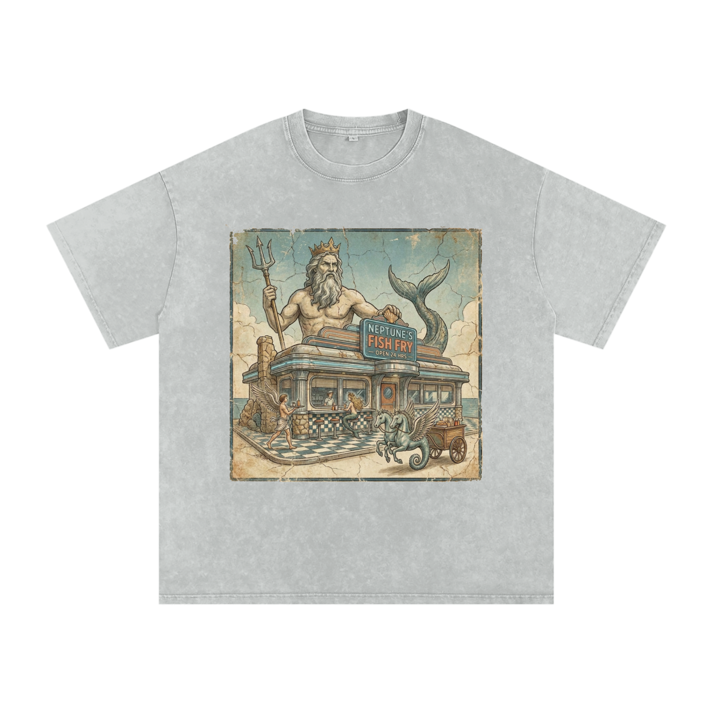Neptune's Fish Fry // Snow Washed Oversized Cotton T-Shirt