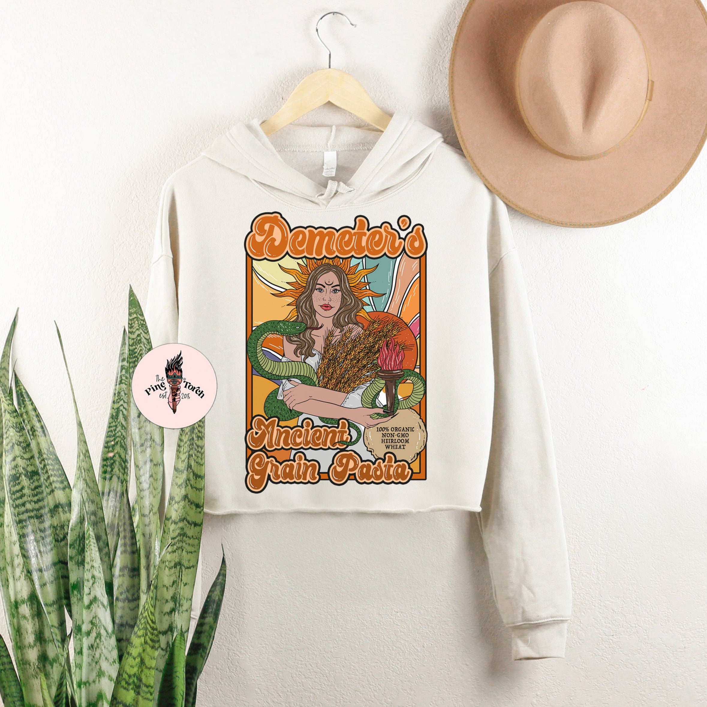 « DEMETER'S ANCIENT GRAIN PASTA » CREAM CROP HOODIE