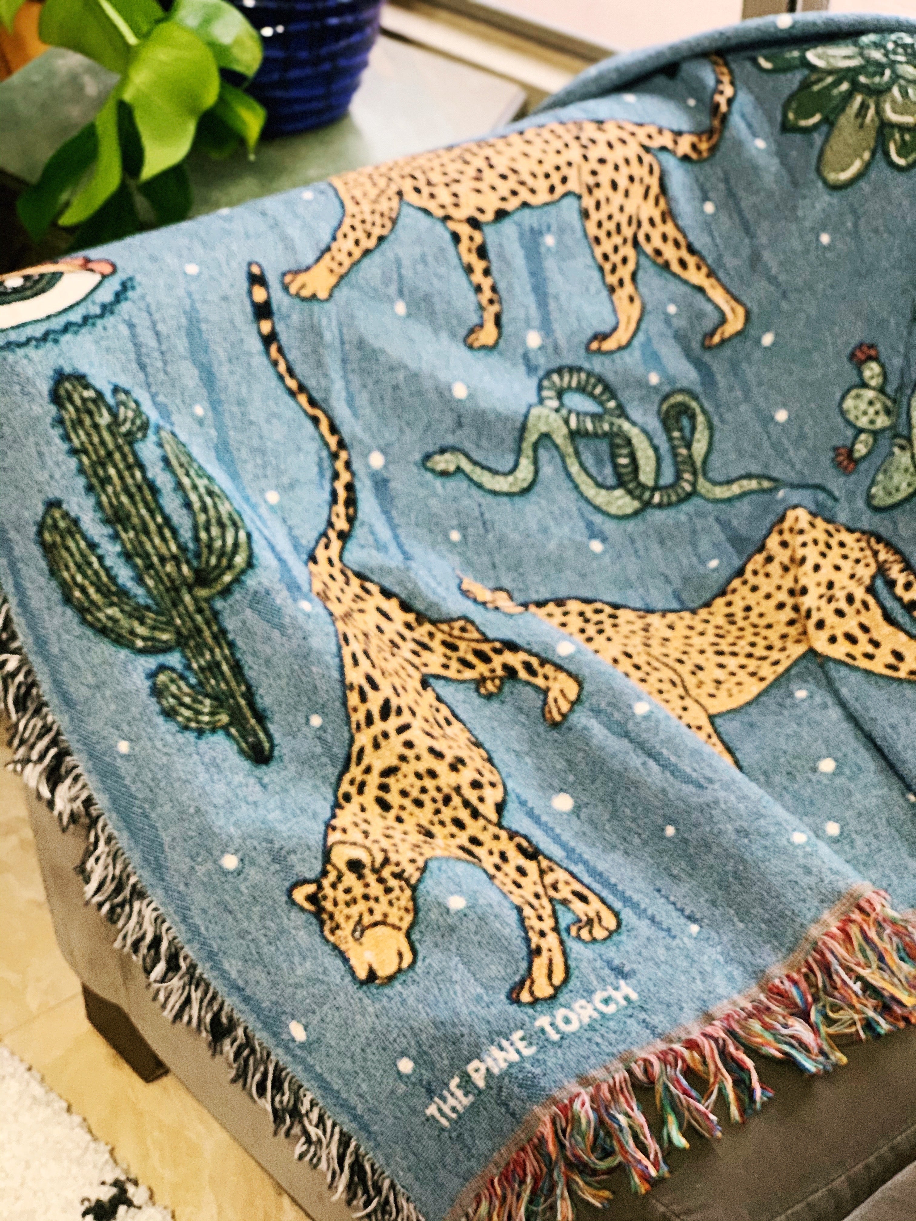 DESERT LEOPARD // WOVEN FRINGE BLANKET