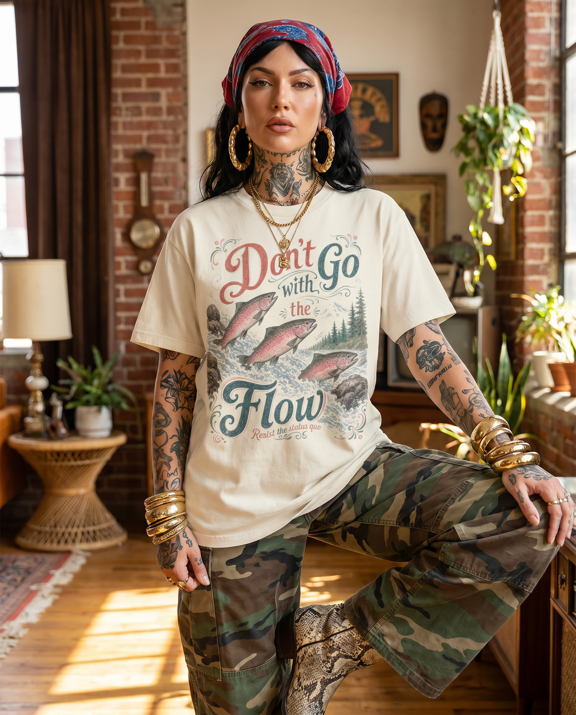 Don't Go with the Flow // Heavyweight Drop Shoulder Cotton T-Shirt