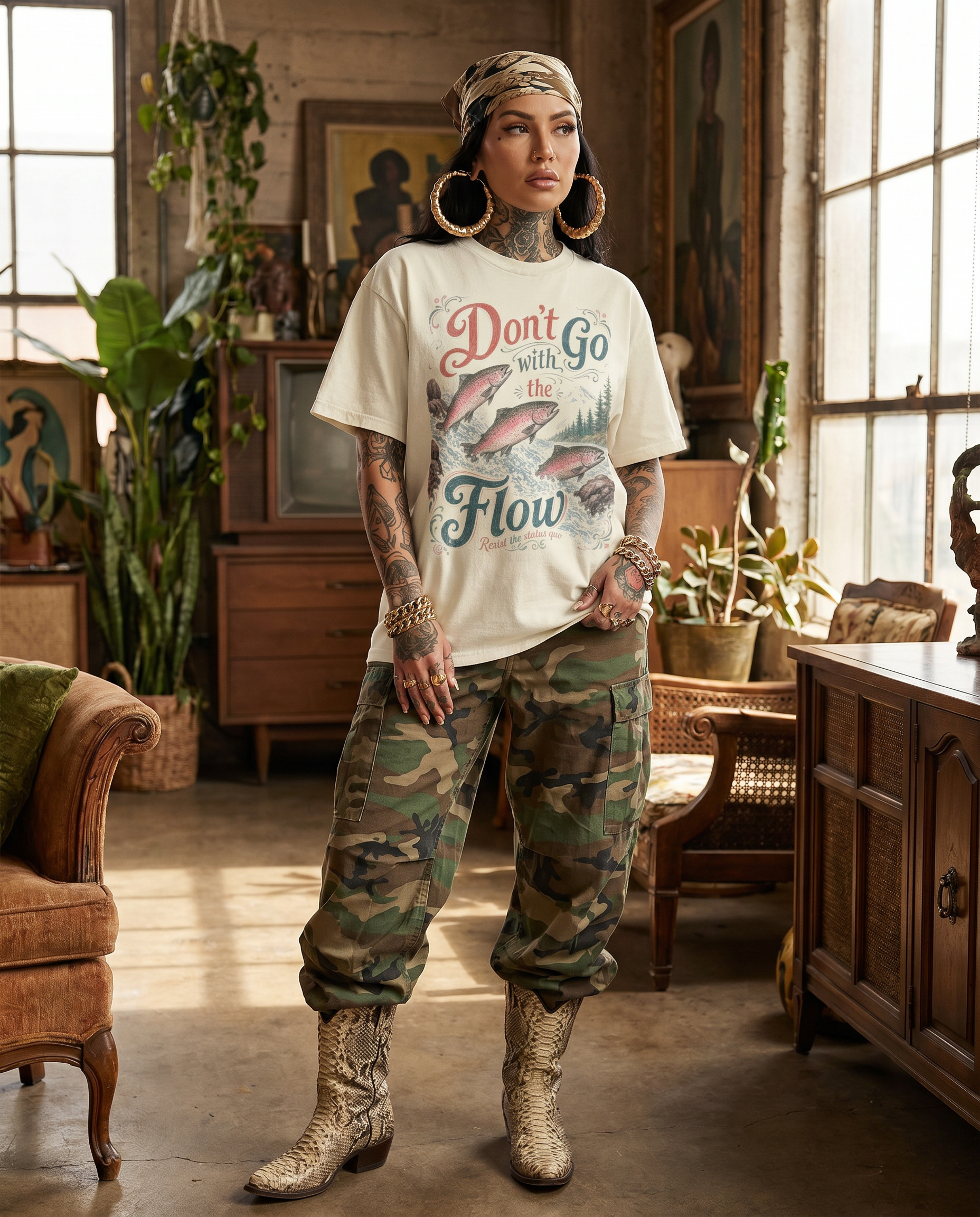Don't Go with the Flow // Heavyweight Drop Shoulder Cotton T-Shirt