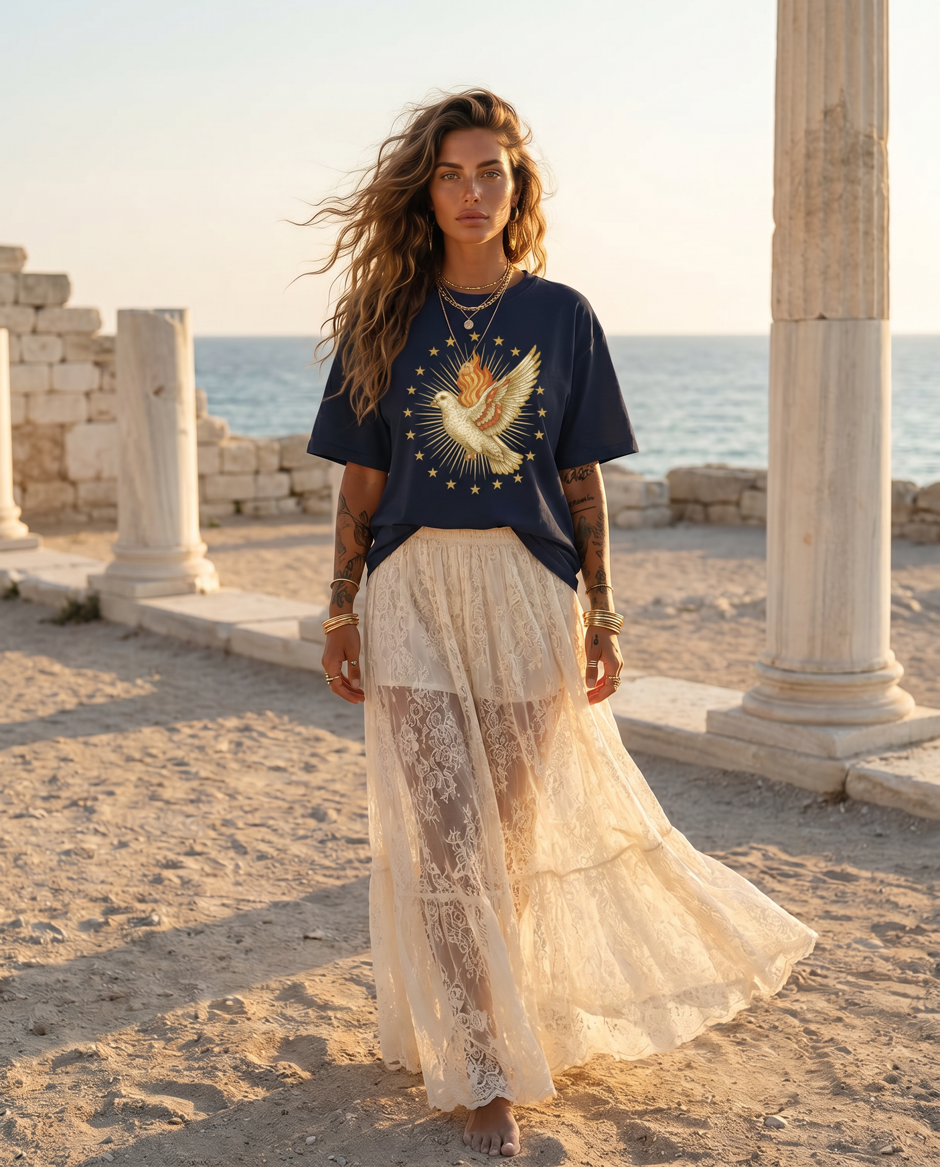 Holy Dove Milagro // Heavyweight Drop Shoulder Cotton T-Shirt