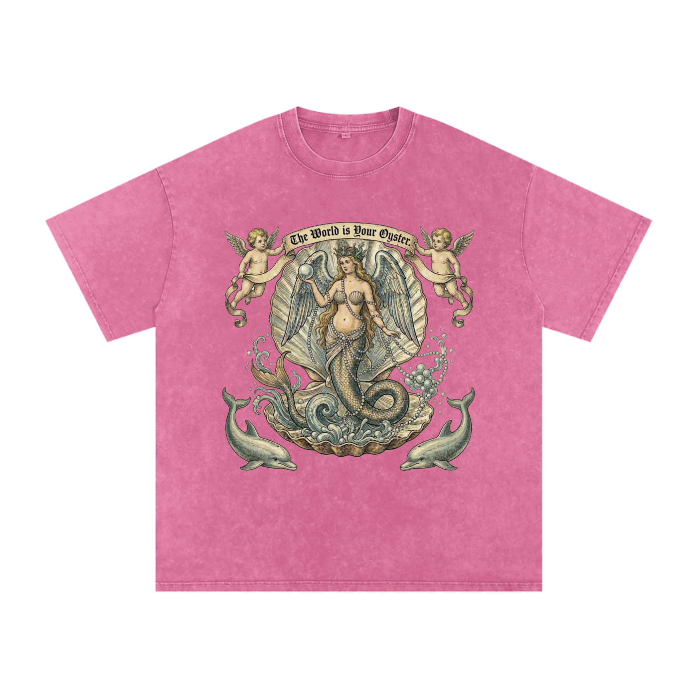 The World is Your Oyster // Snow Washed Oversized Cotton T-Shirt