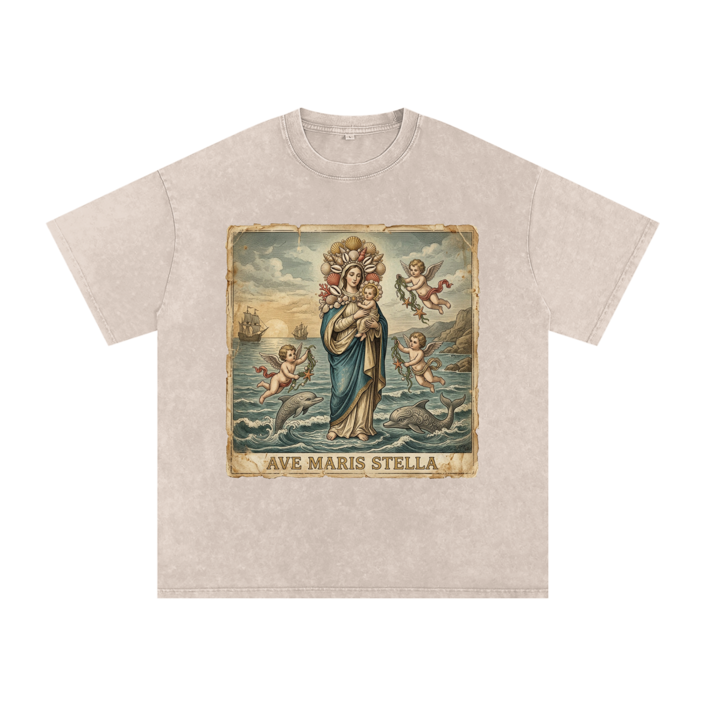 Ave Maris Stella // Snow Washed Oversized Cotton T-Shirt