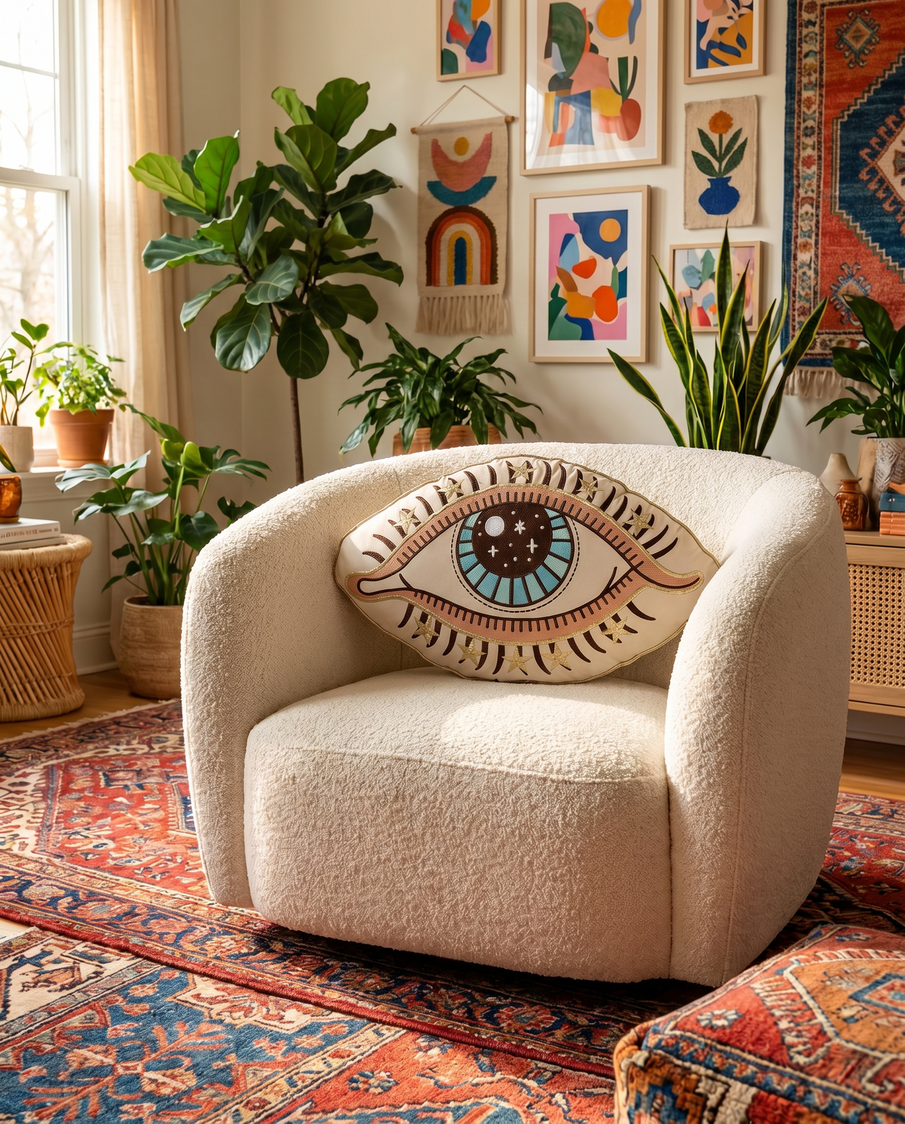 << EVIL EYE >> OVERSIZED PLUSH EMBROIDERED PILLOW