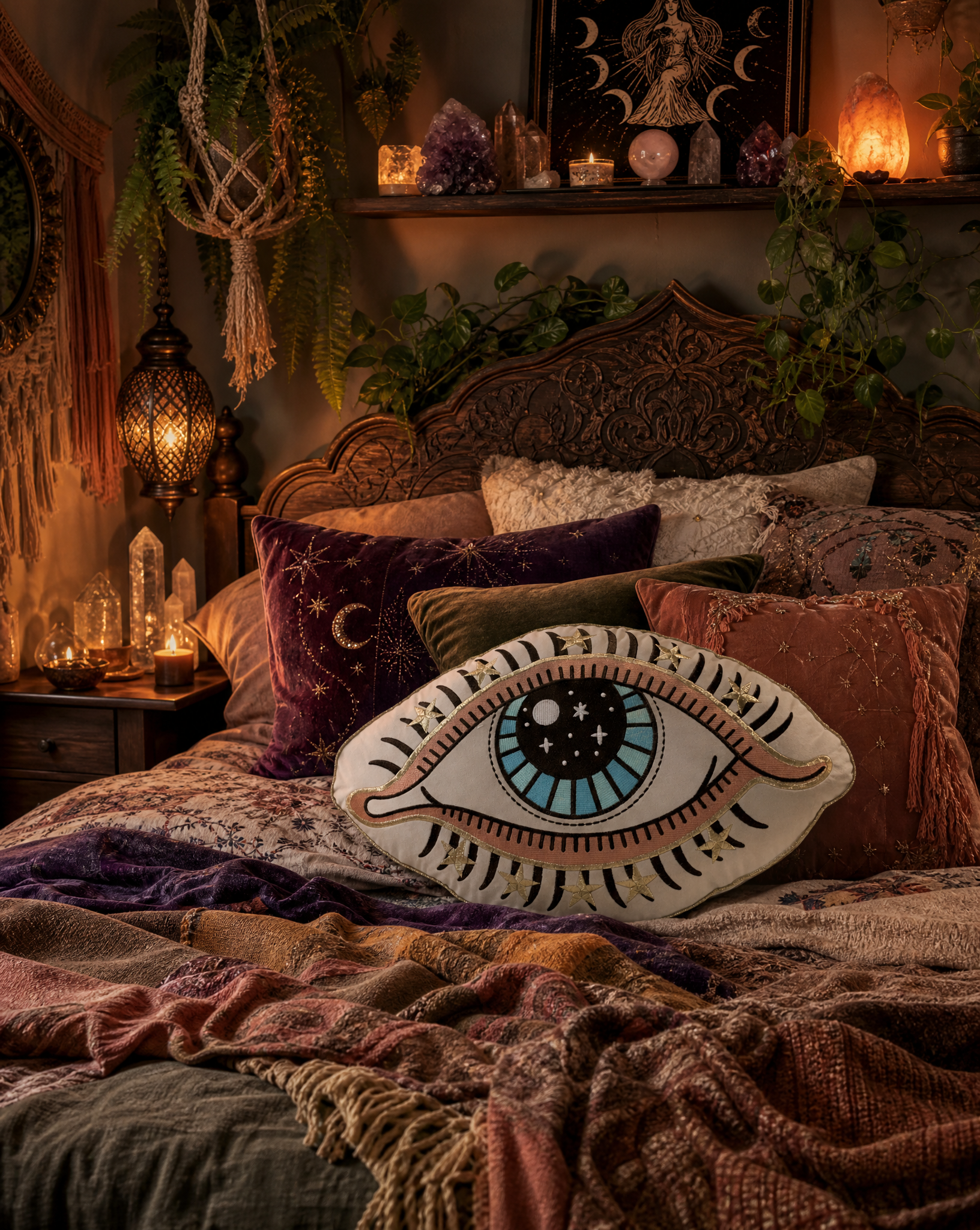 << EVIL EYE >> OVERSIZED PLUSH EMBROIDERED PILLOW