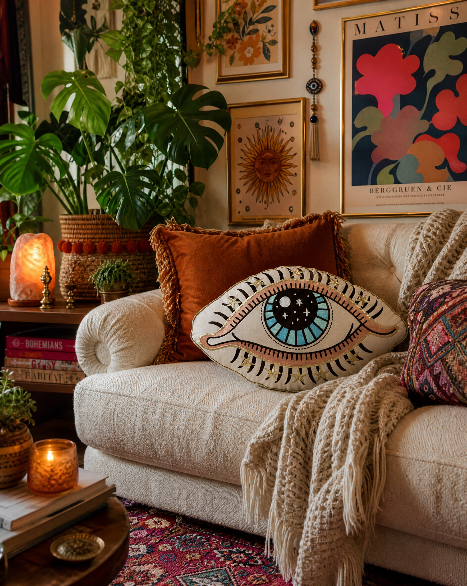 << EVIL EYE >> OVERSIZED PLUSH EMBROIDERED PILLOW