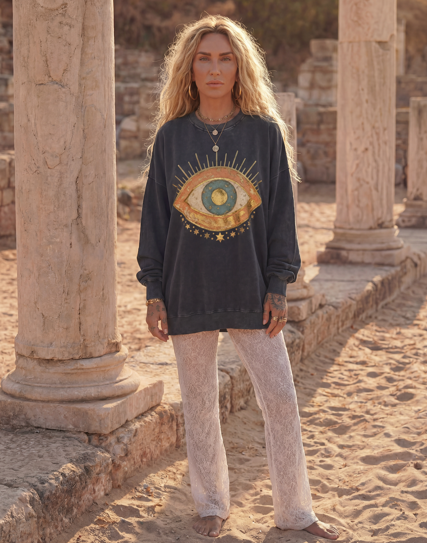 Evil Eye Milagro // Snow Washed Oversized Sweatshirt