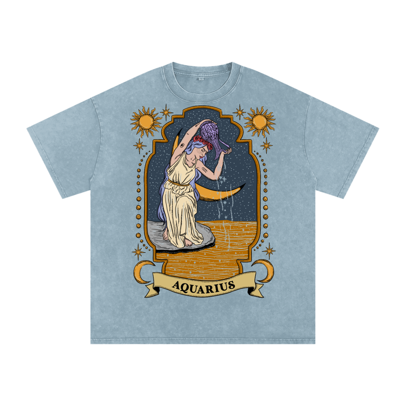 Aquarius // Snow Washed Oversized Cotton T-Shirt