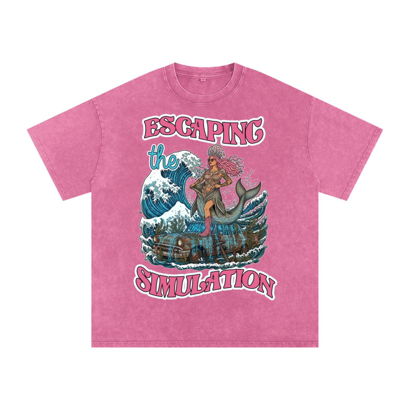 Escaping the Simulation // Snow Washed Oversized Cotton T-Shirt