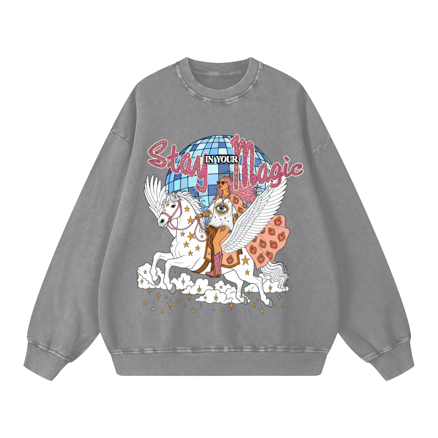 Stay in Your Magic // Snow Washed Oversized Sweatshirt
