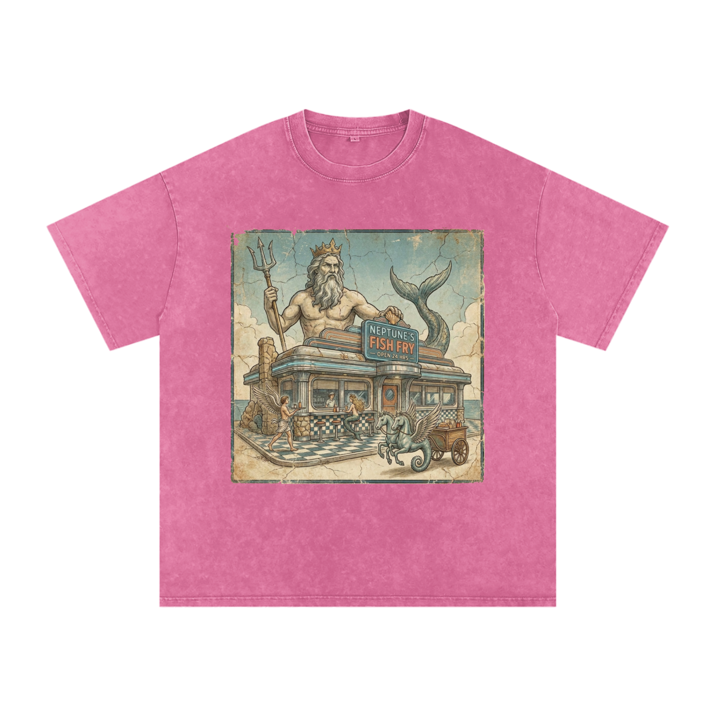 Neptune's Fish Fry // Snow Washed Oversized Cotton T-Shirt