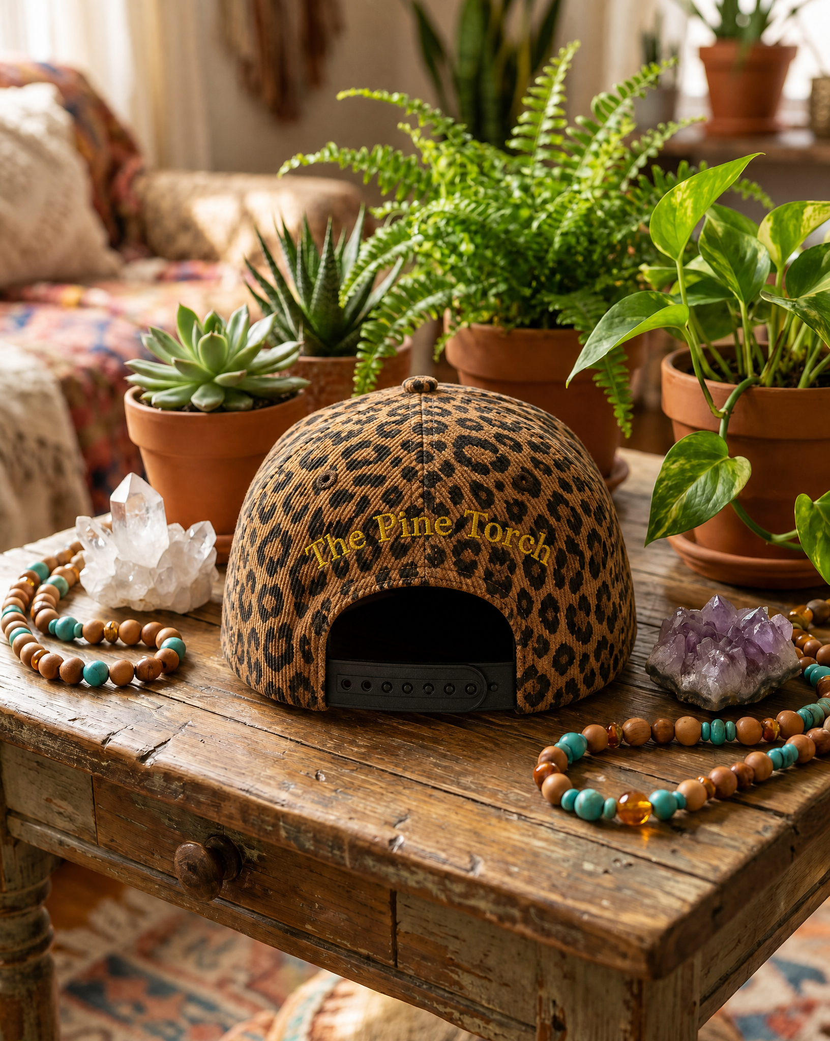 FERAL AND UNBOTHERED // LEOPARD PRINT CUSTOM PATCH TRUCKER HAT