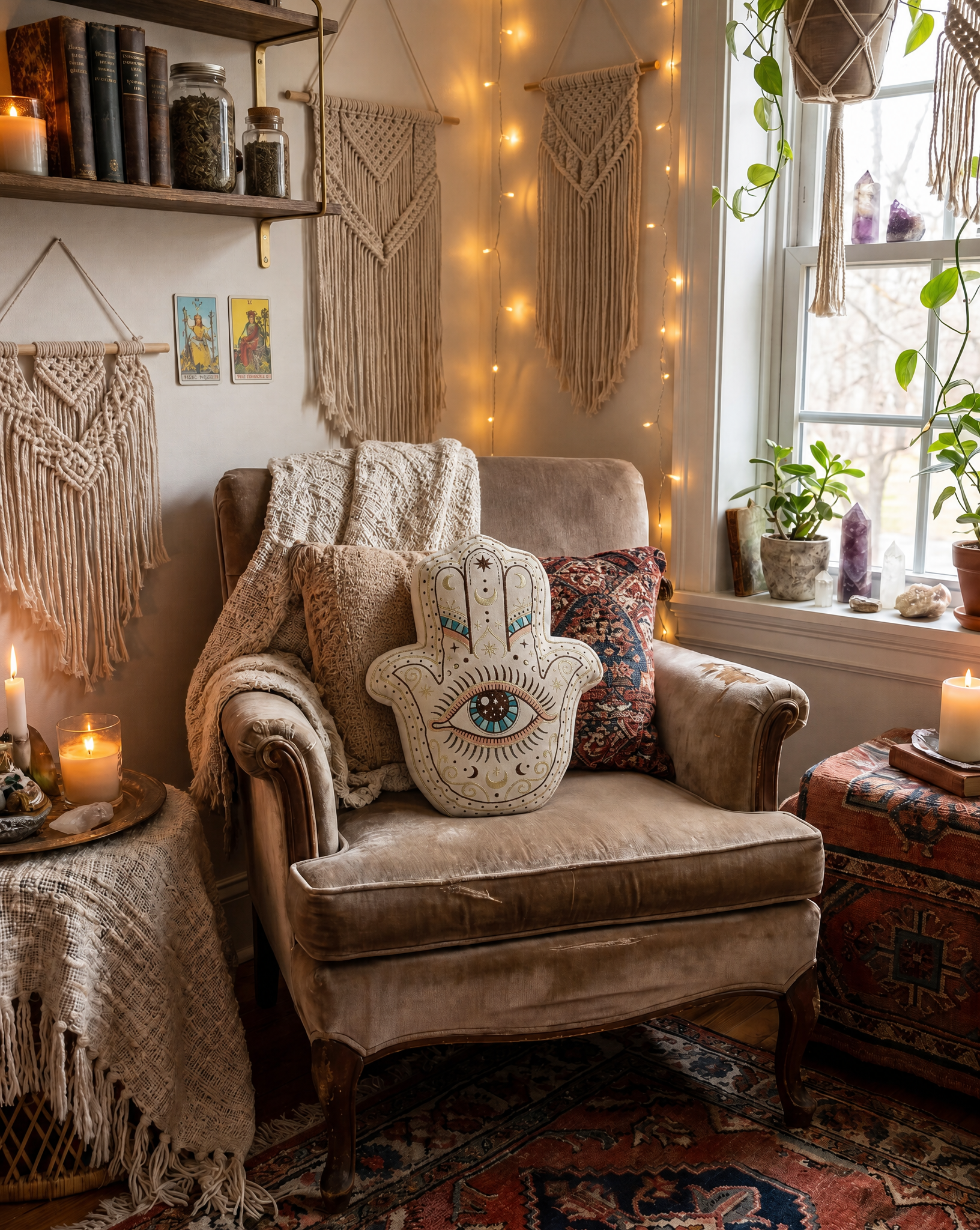 << HAMSA >> OVERSIZED PLUSH EMBROIDERED PILLOW