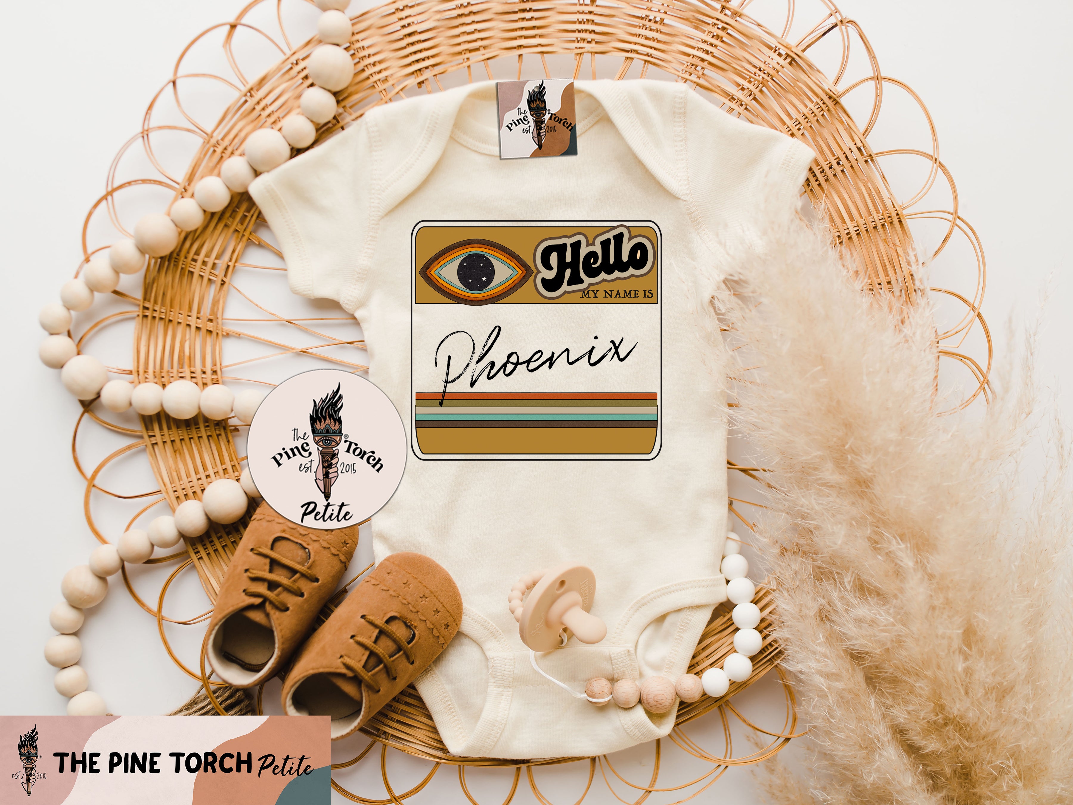 « PERSONALIZED RETRO NAMETAG (RAINBOW) » BODYSUIT