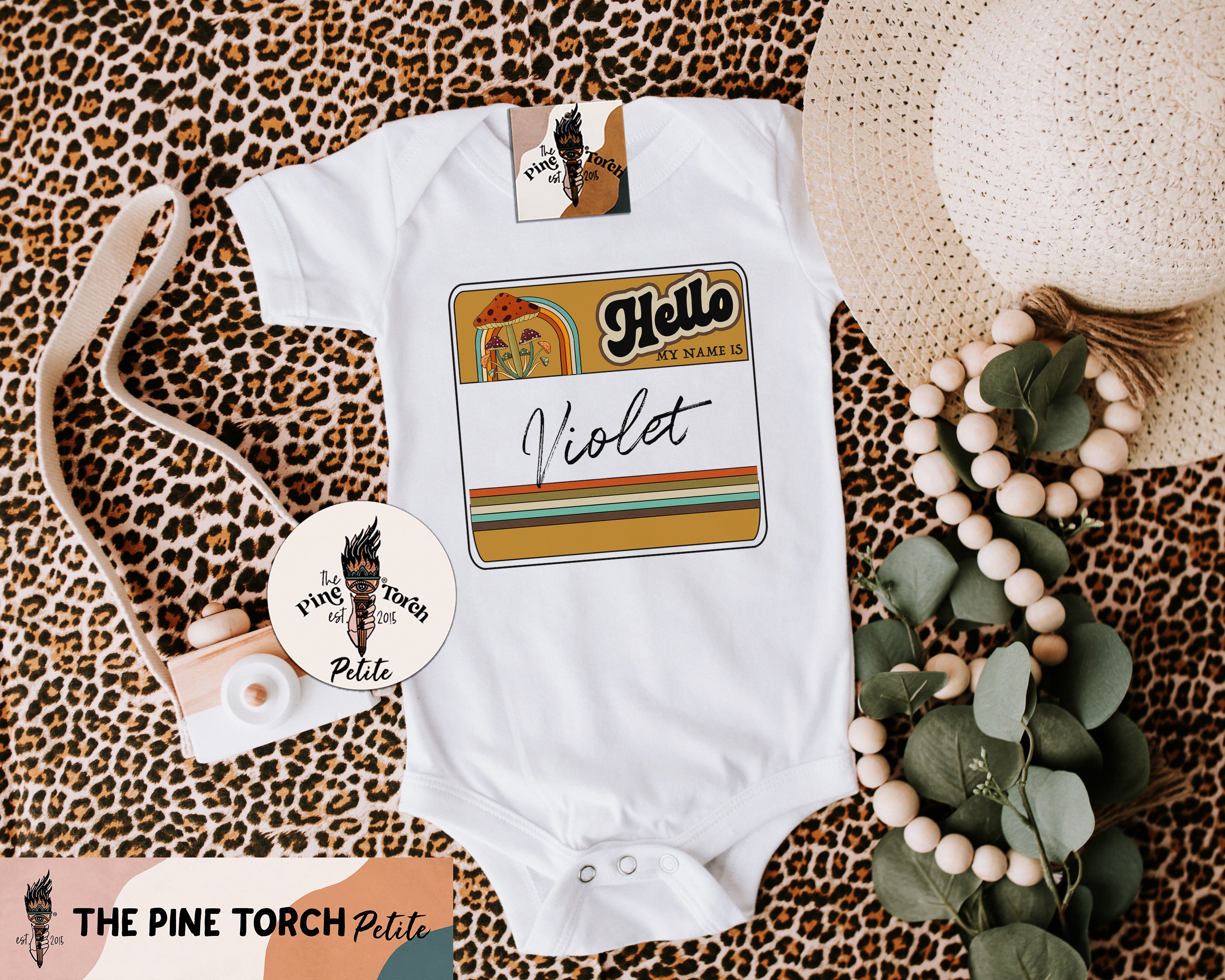 « PERSONALIZED RETRO NAMETAG (RAINBOW) » BODYSUIT